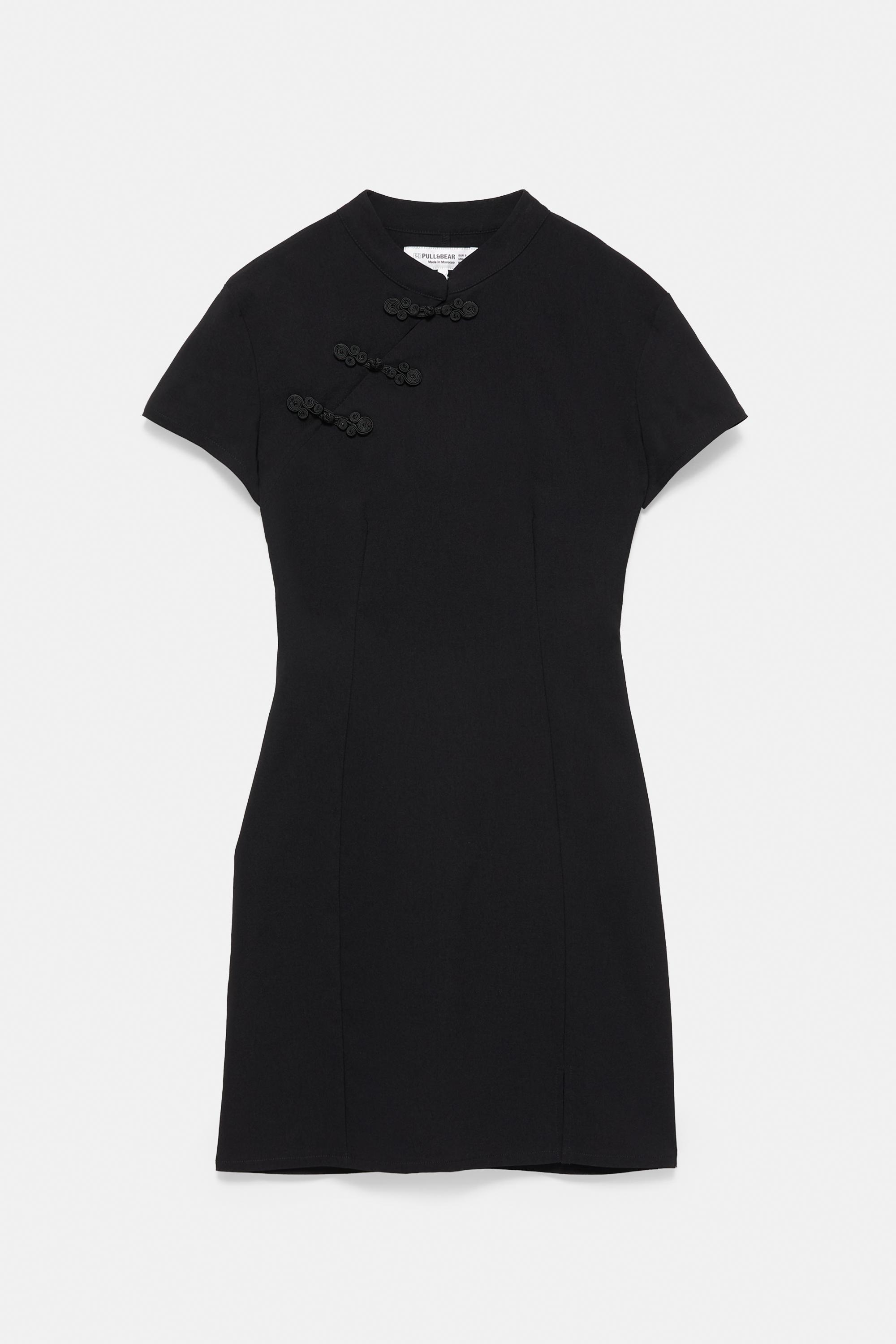 Short dress with knot buttons — Black