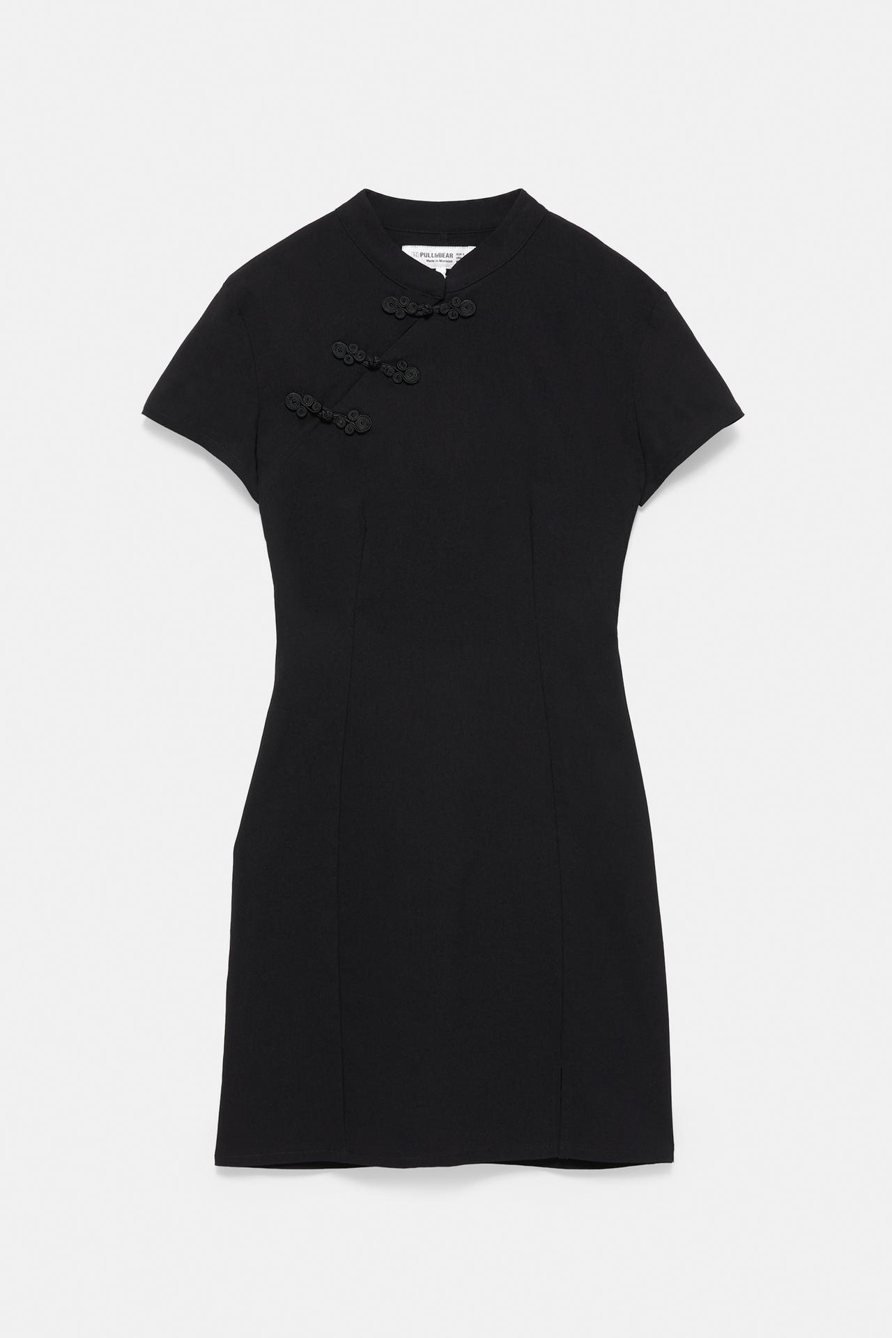 Short dress with knot buttons — Black