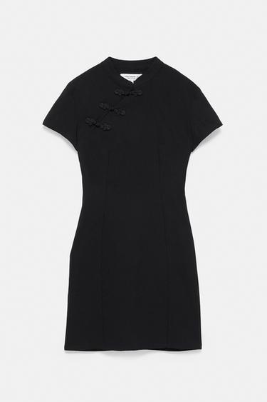Short dress with knot buttons — Black 6