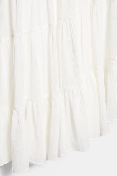 White asymmetric midi skirt — White 8