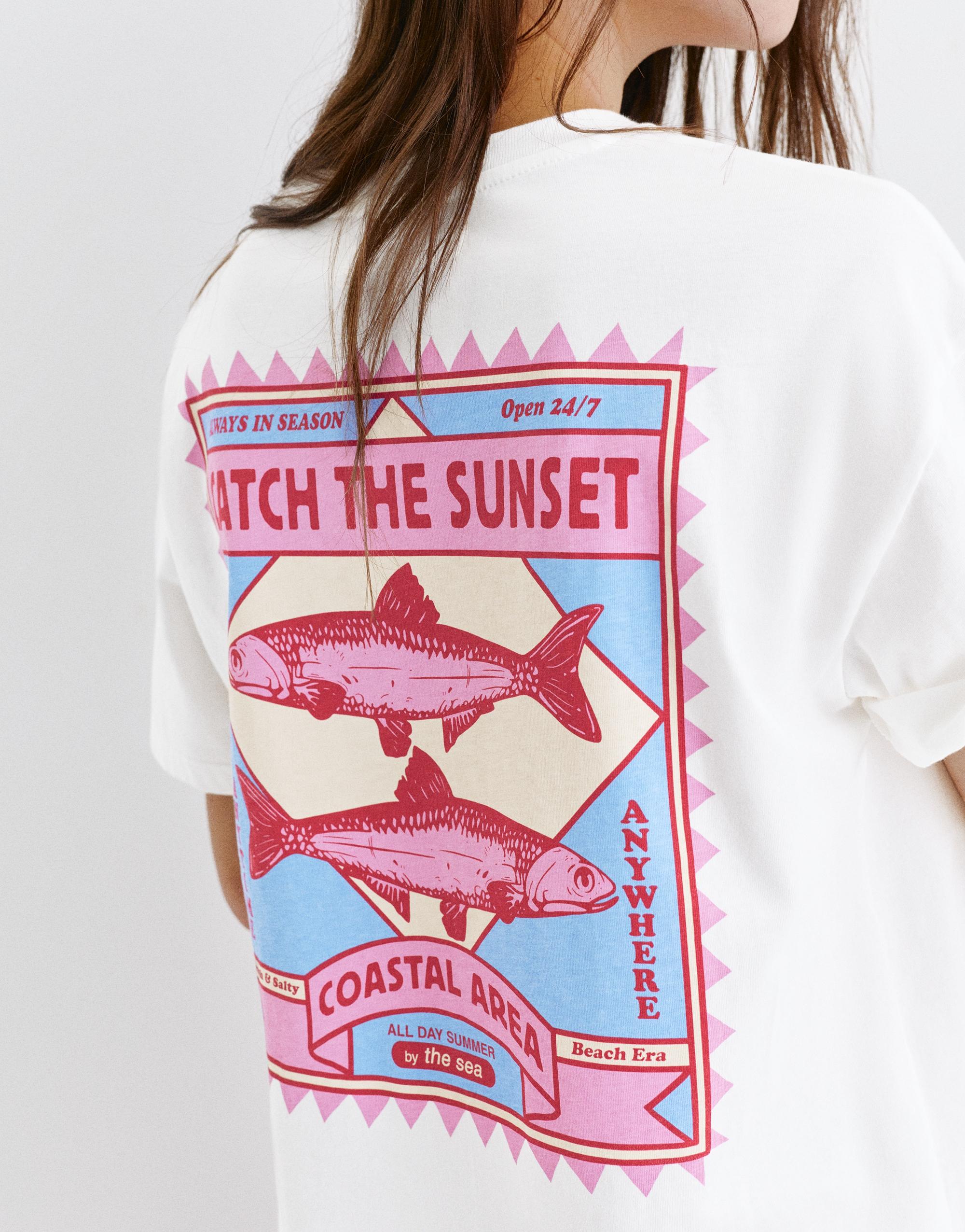 Fish graphic T-shirt — White
