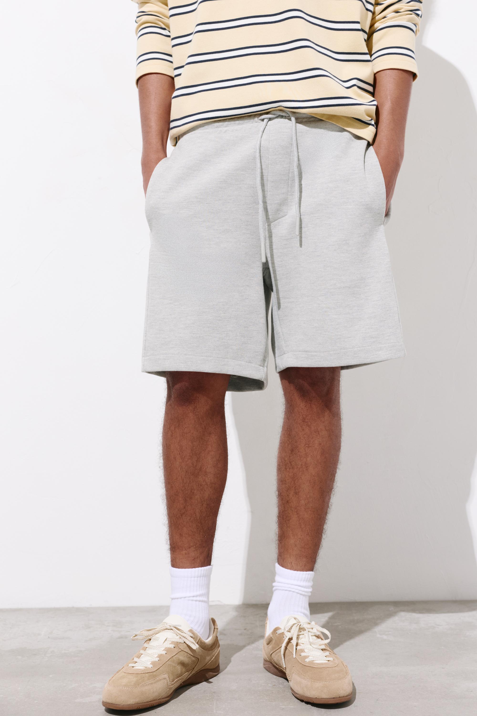 Piqué jogger Bermuda shorts — Grey marl