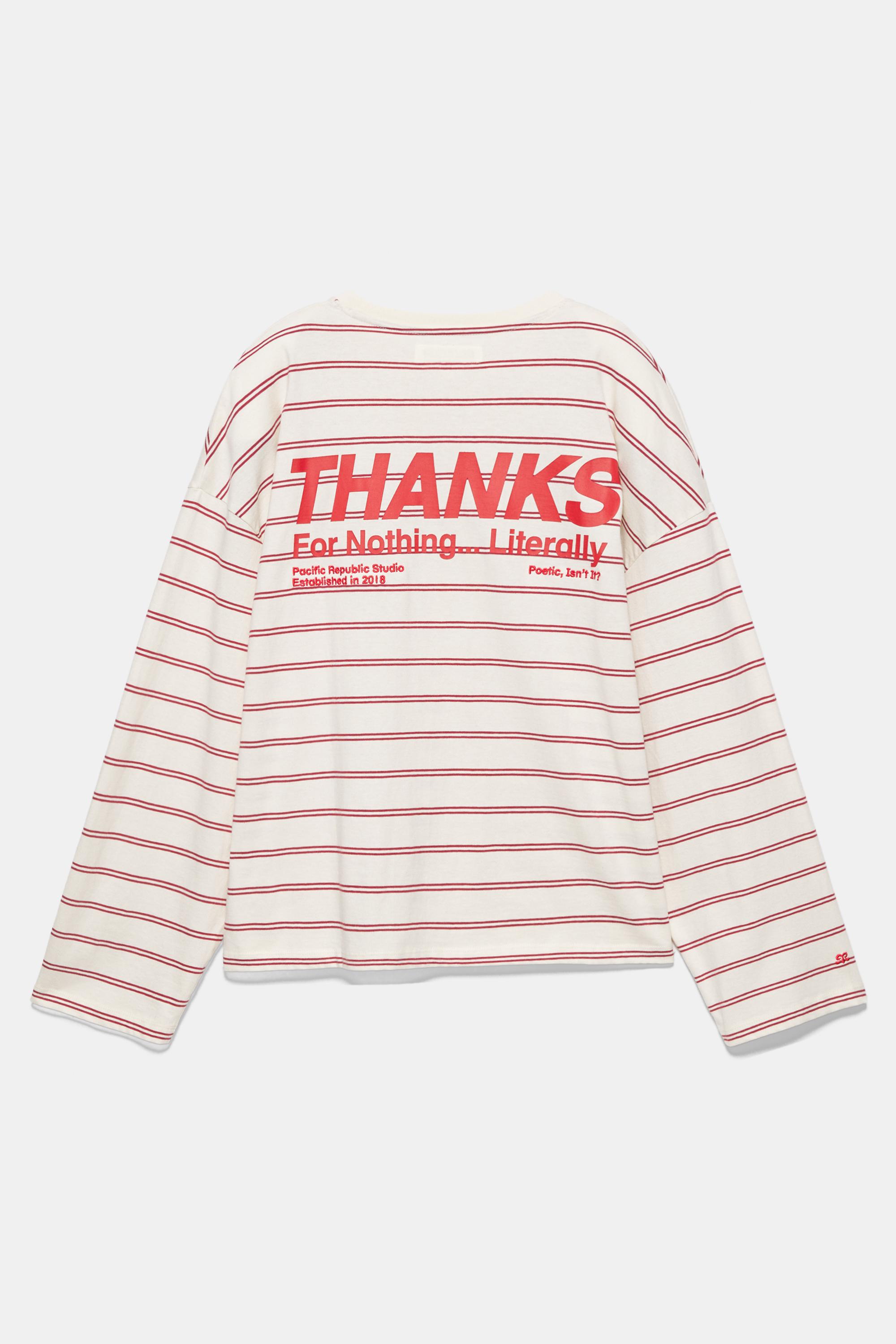 Çizgili ve yazılı t-shirt - Görsel 2