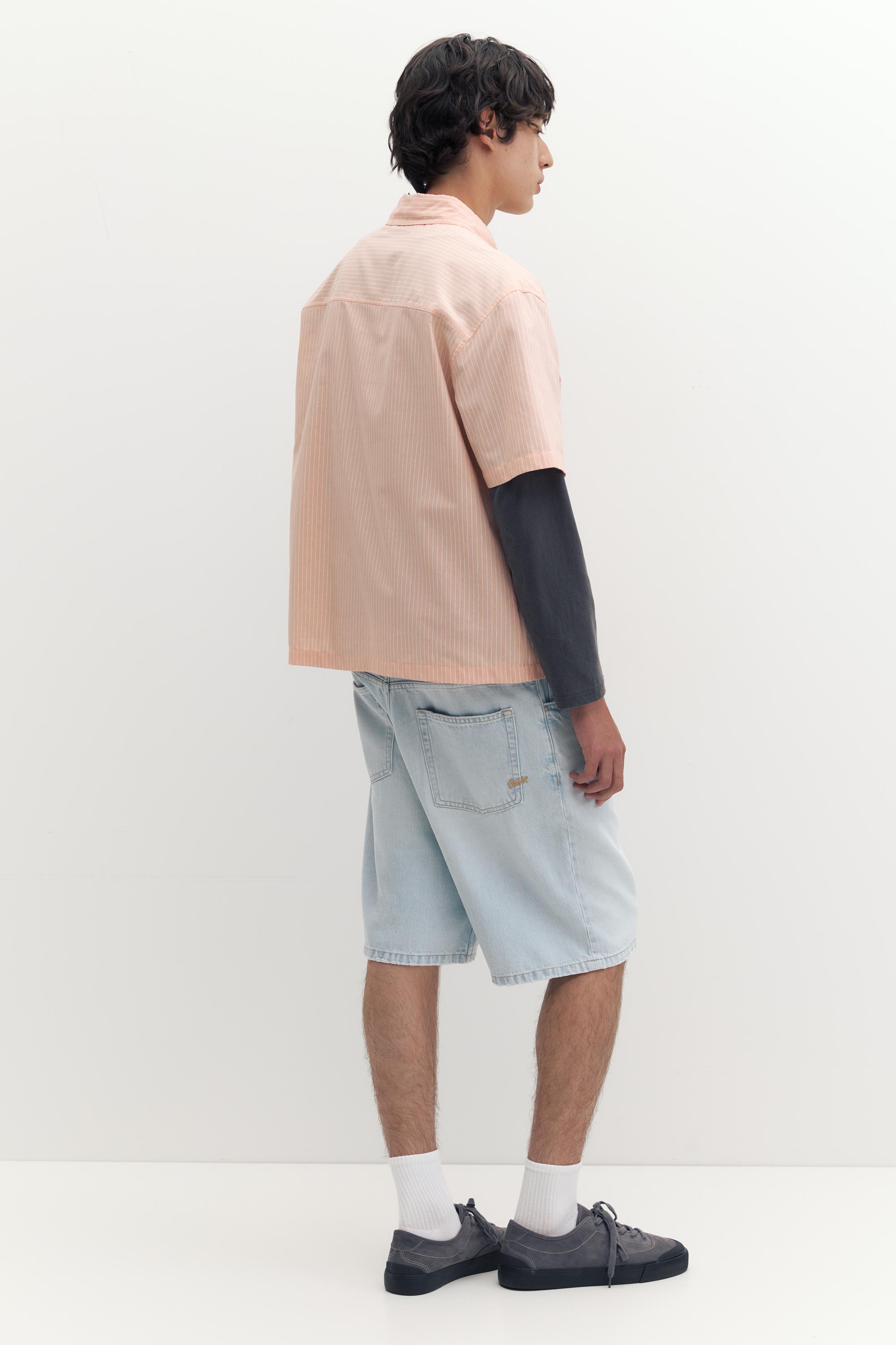 Baggy denim Bermuda shorts — Pale indigo