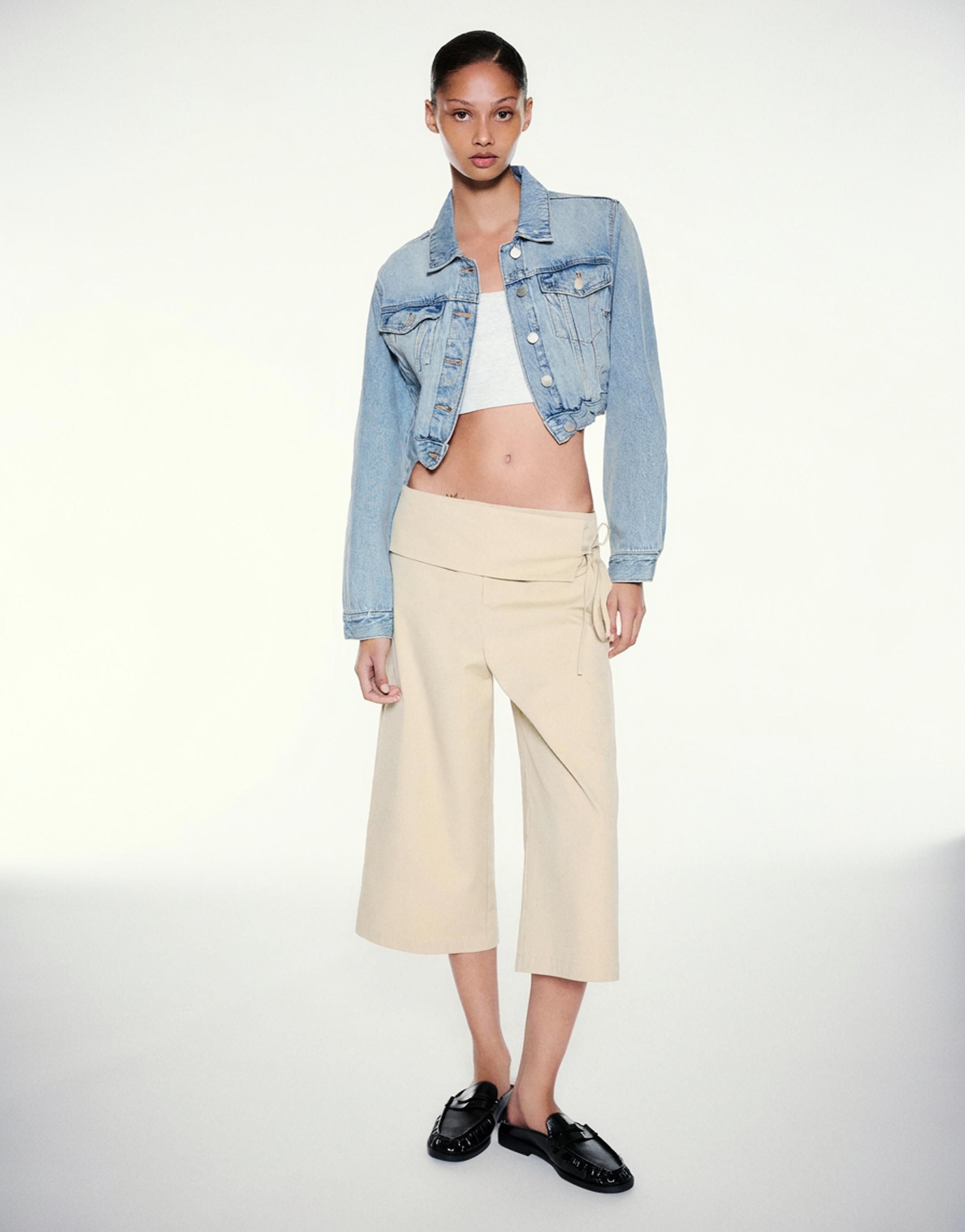Cropped denim jacket — Pale blue