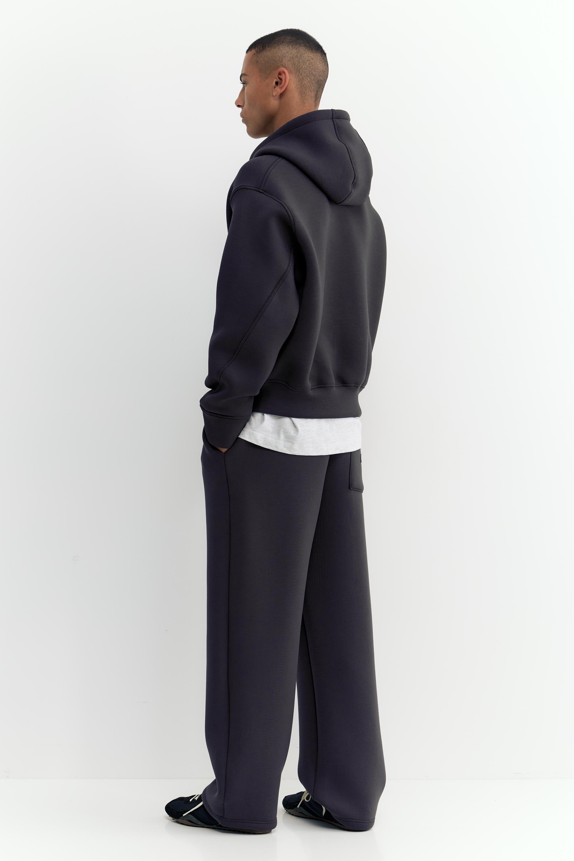 Neoprene-effect baggy trousers — Anthracite grey