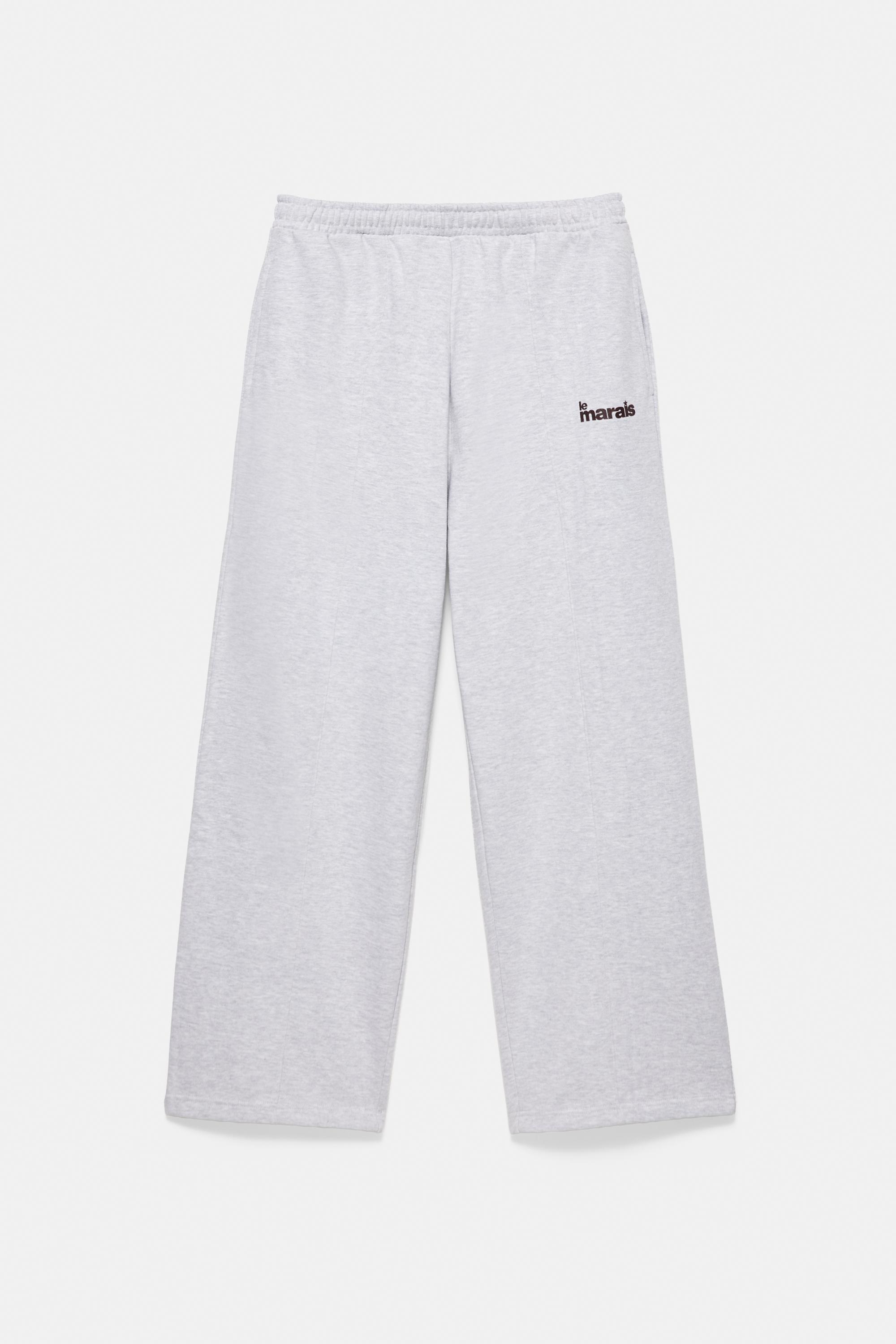 Graphic wide-leg trousers — Grey marl