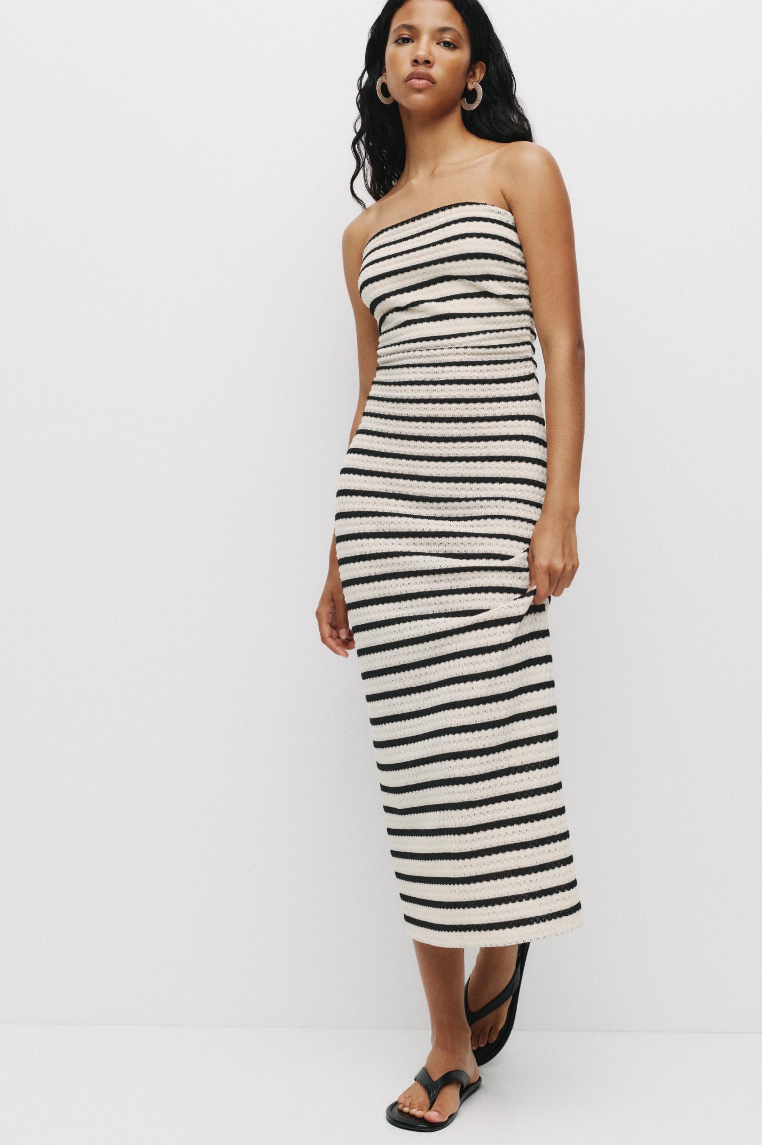 Vestido Conjunto Crochet Pull And Bear Vestido Midi Tejido De