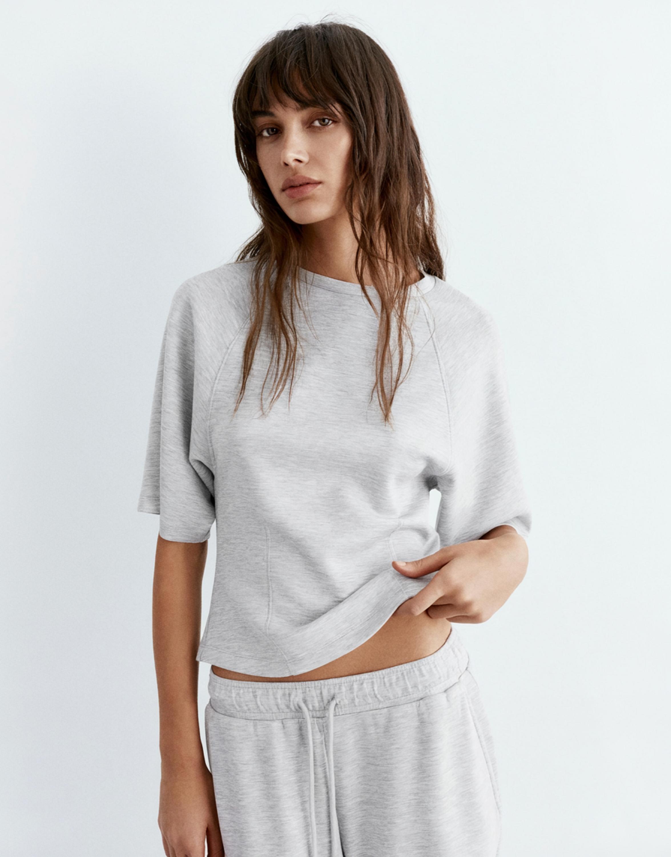 Soft touch short sleeve sweatshirt — Grey marl