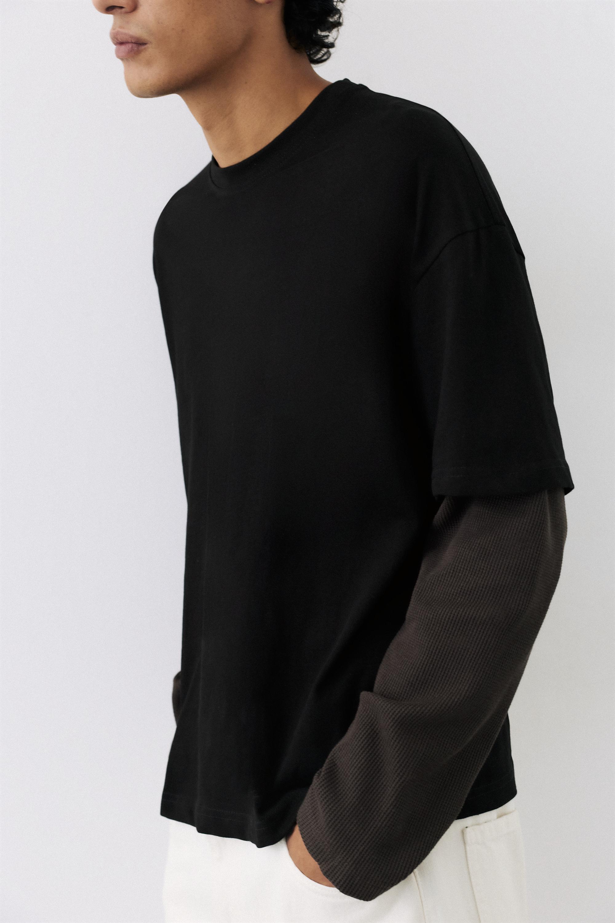 Double-layer long sleeve T-shirt — Black