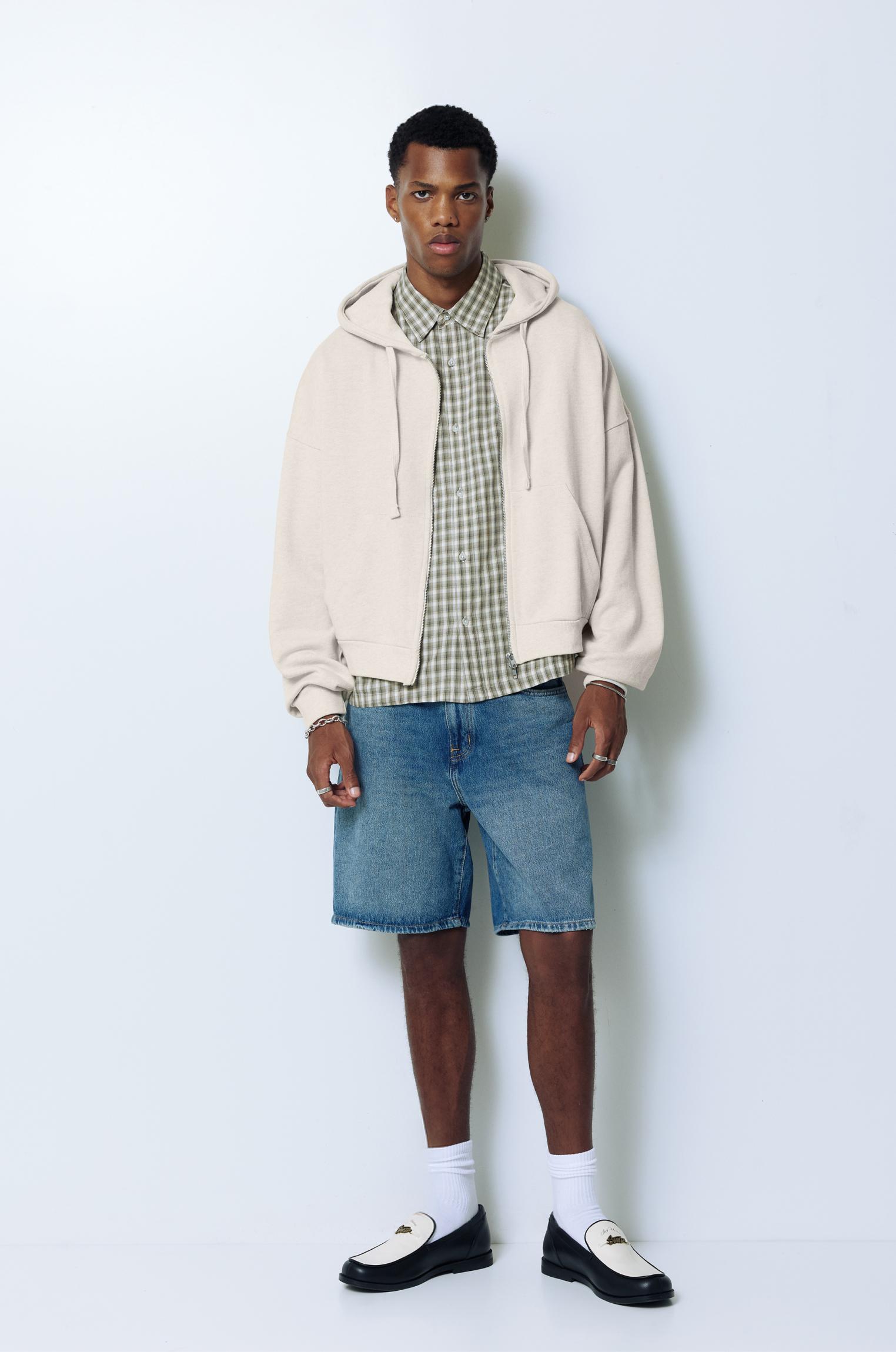 Cropped zip-up hoodie - pull&bear