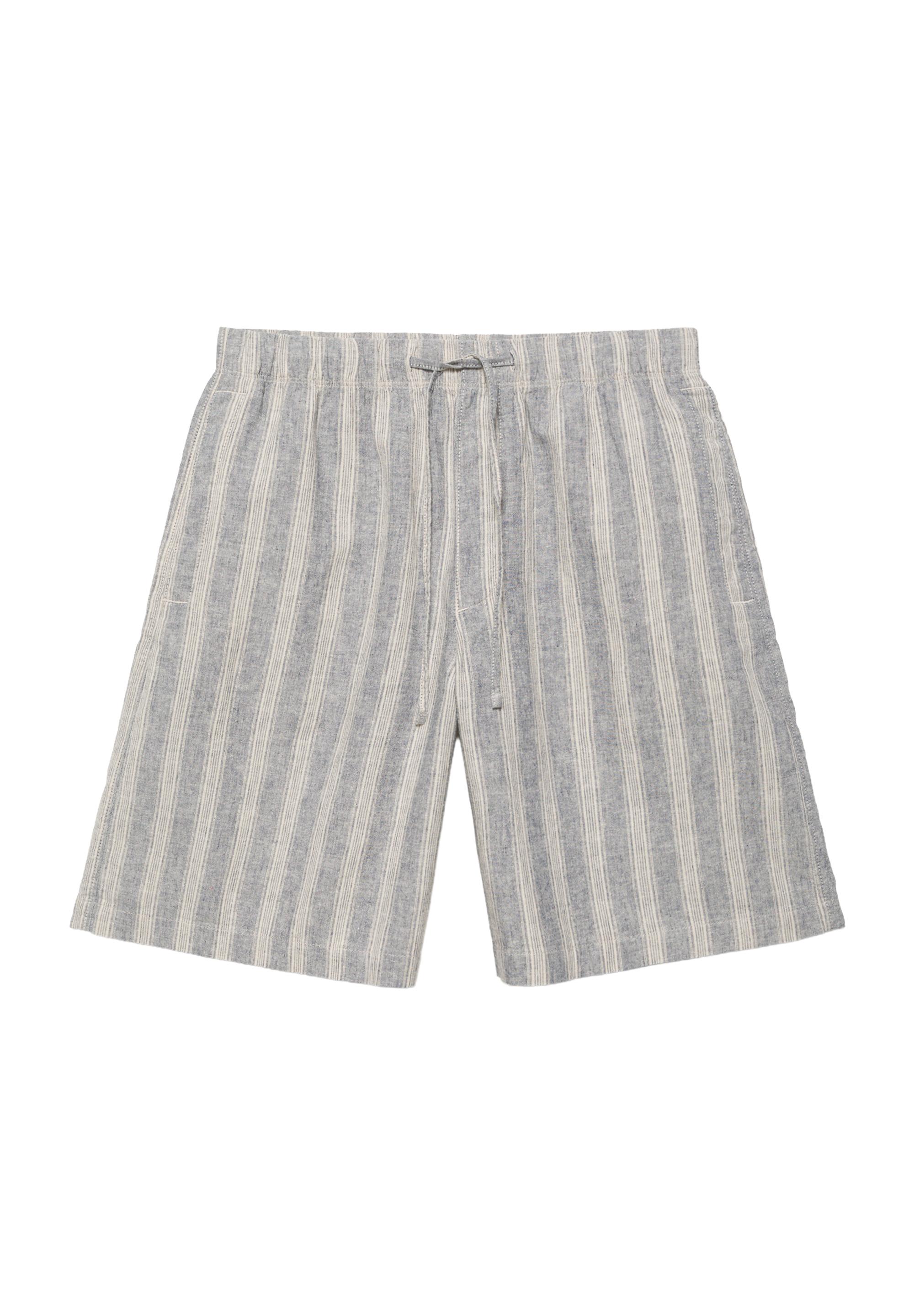 Linen blend Bermuda jogger shorts — Striped