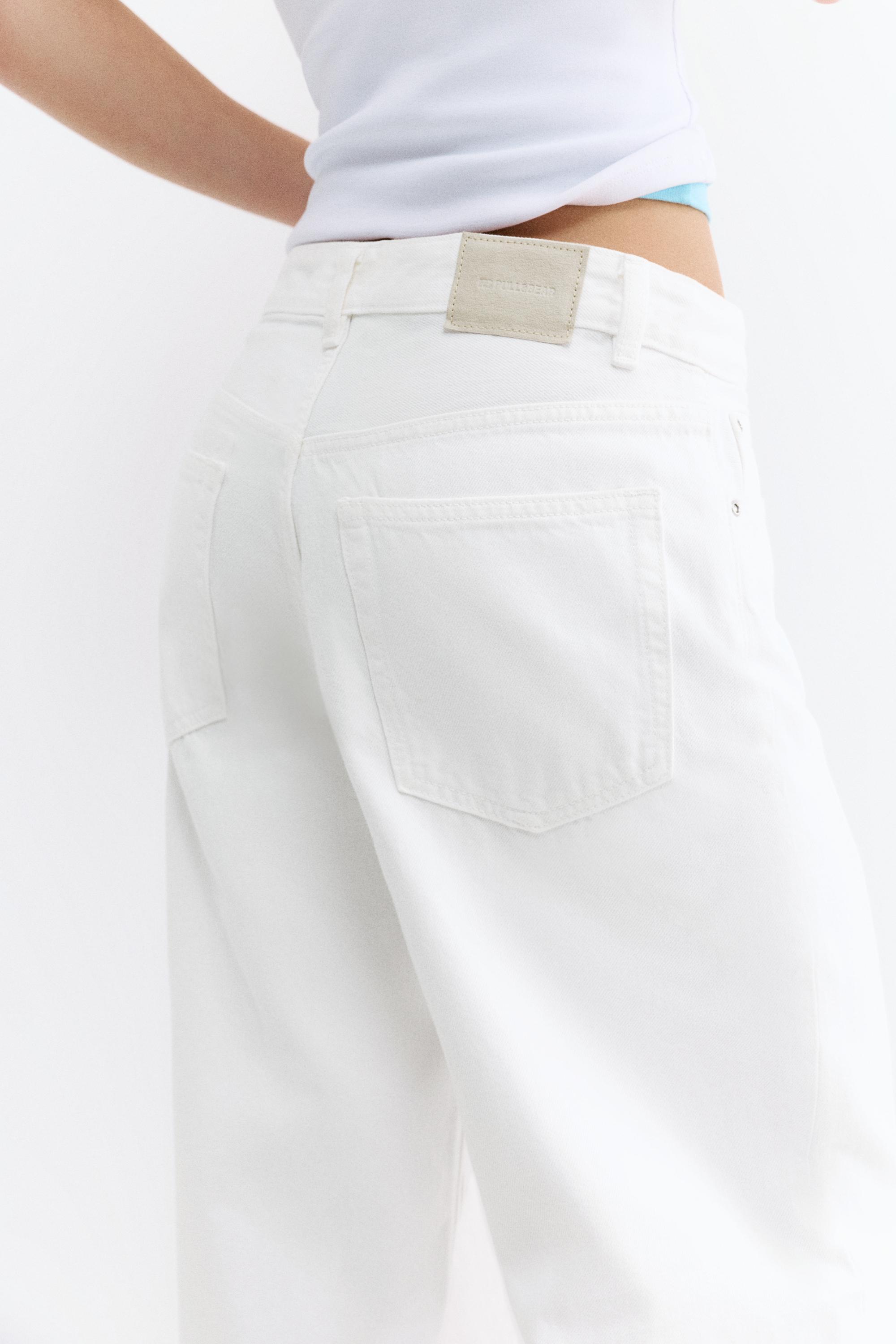 Mid-waist baggy jeans — White