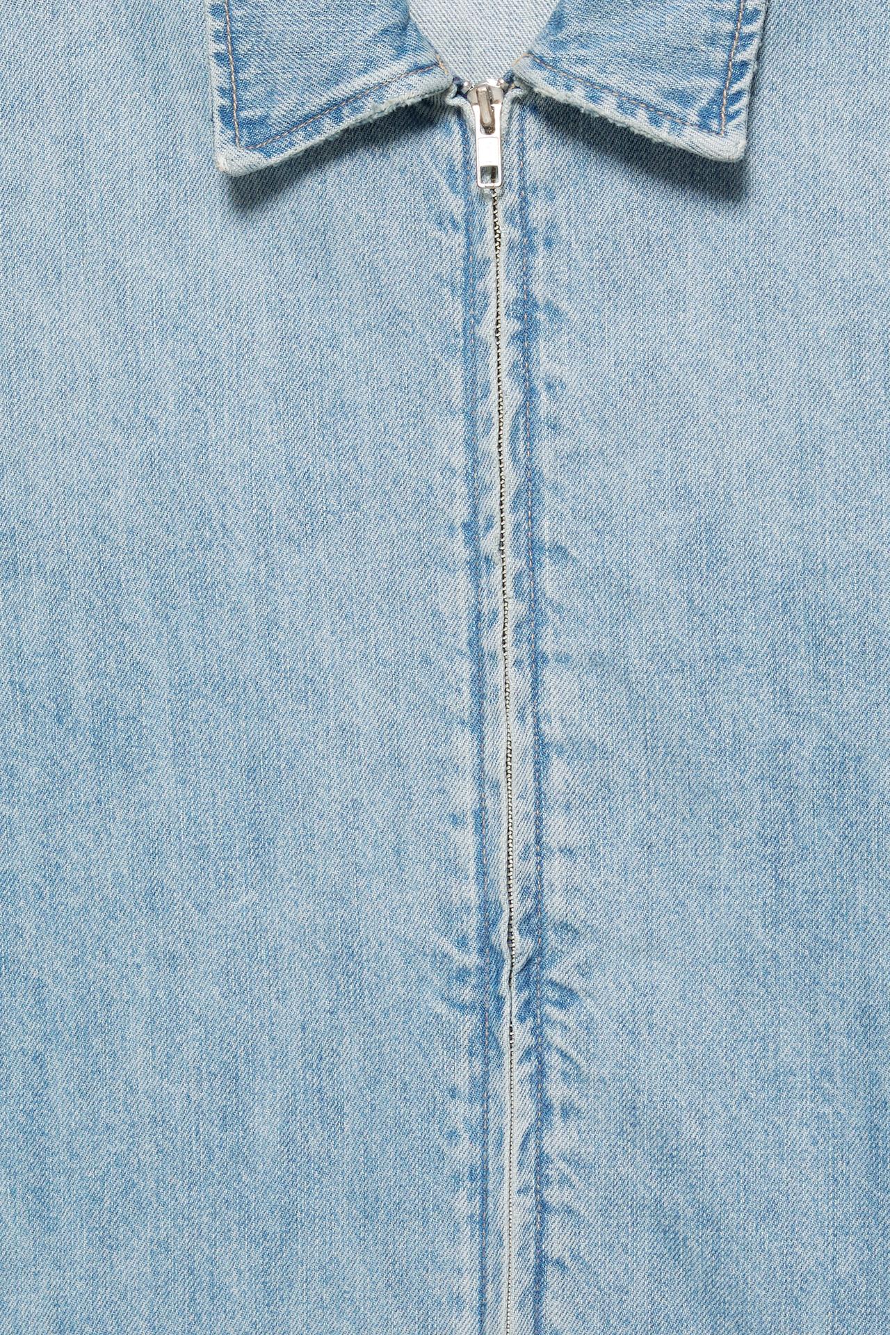 Short sleeve zipped denim shirt — Pale indigo