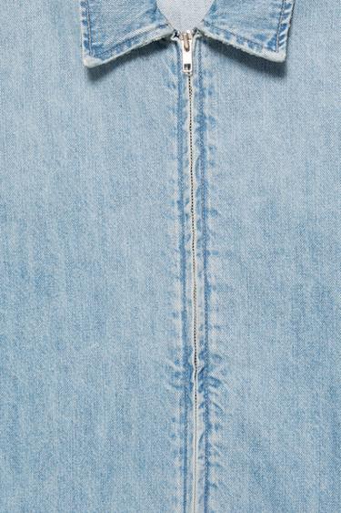 Short sleeve zipped denim shirt — Pale indigo 7