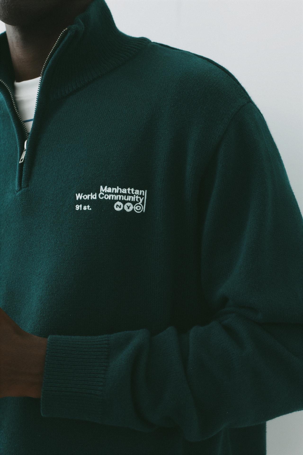 Embroidered quarter-zip jumper — Dark green
