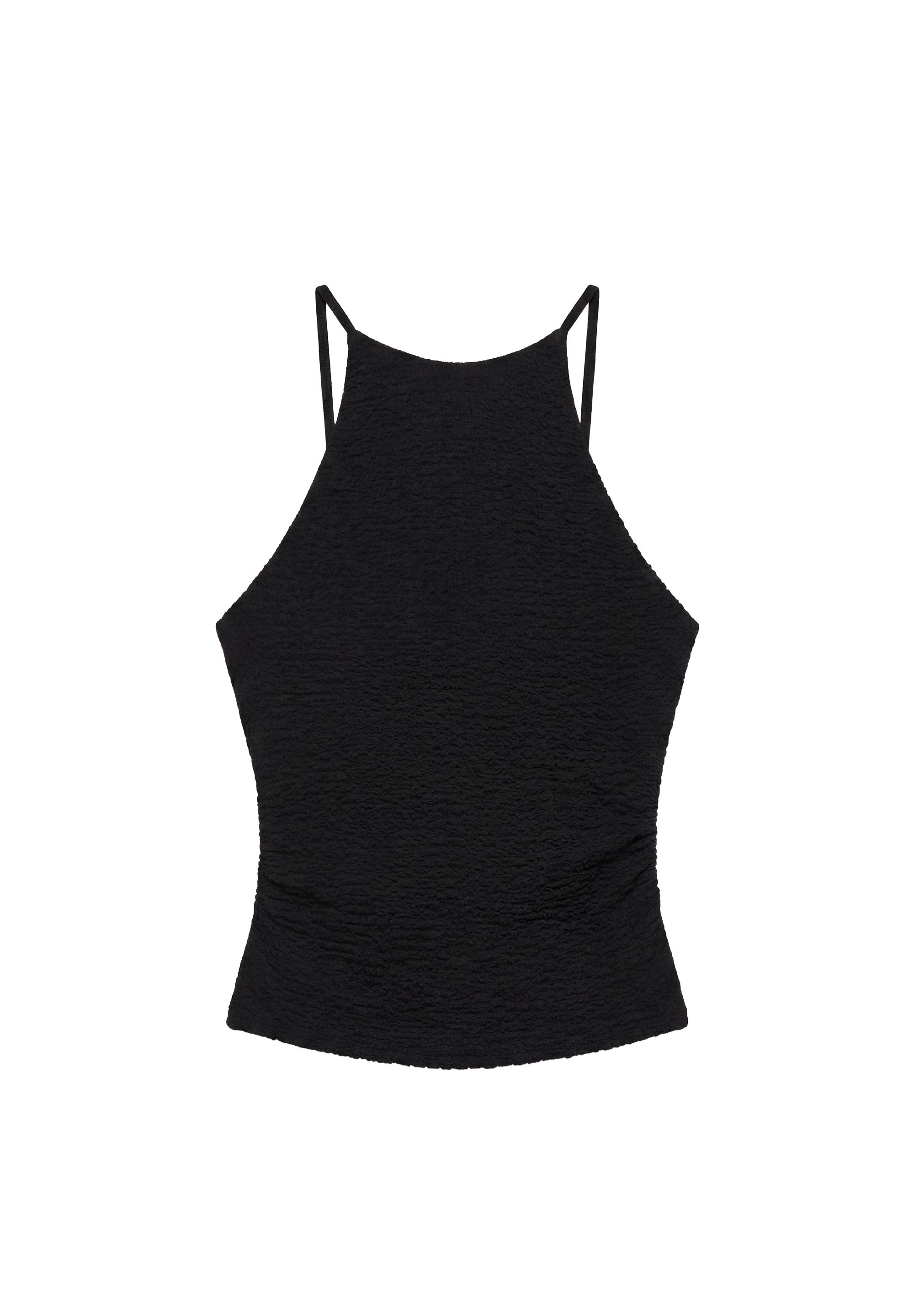 Textured halter top — Black
