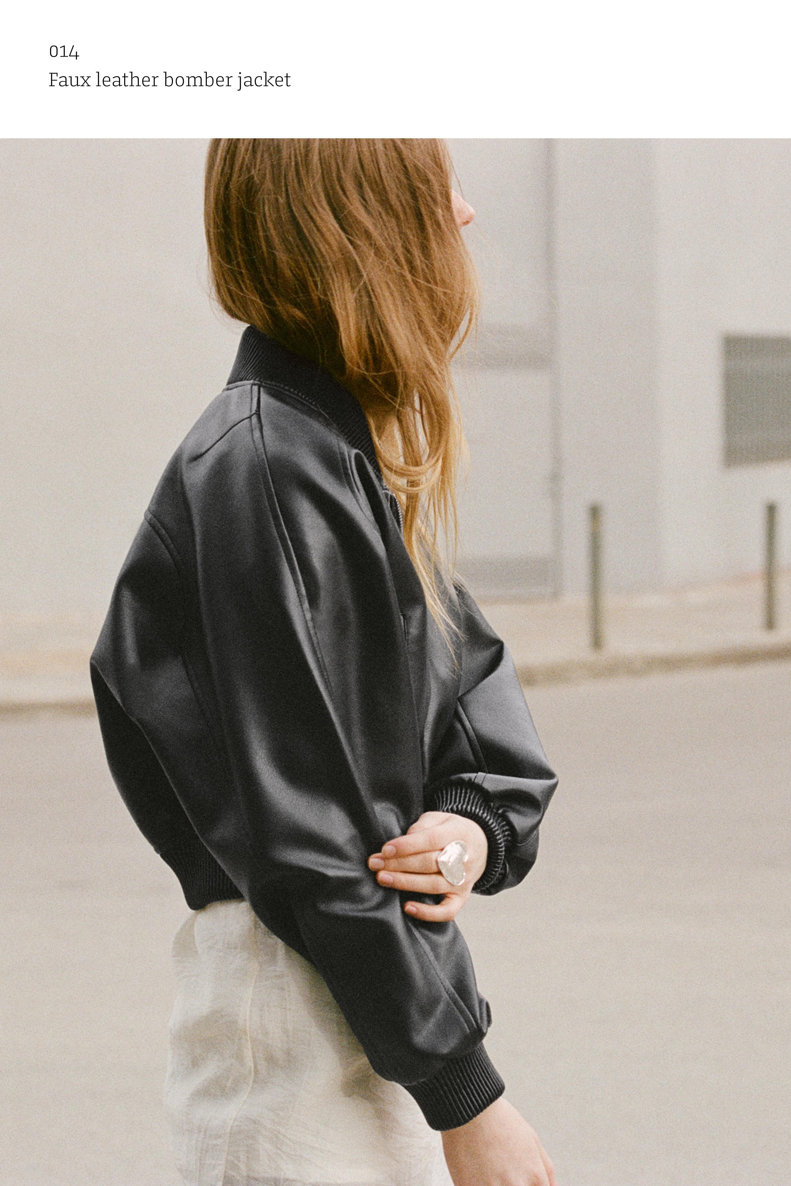 Faux leather bomber jacket — Black