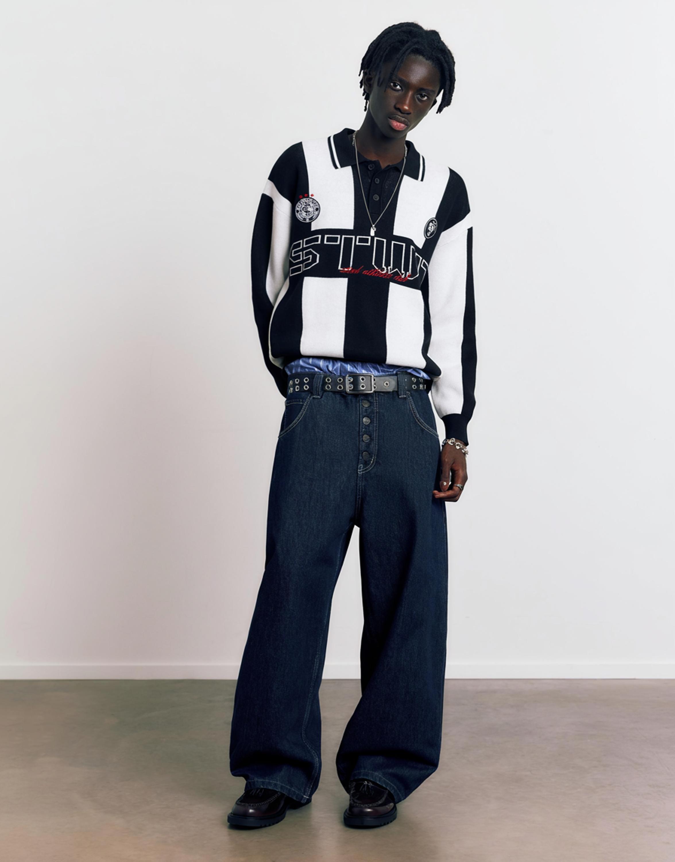 STWD knit polo shirt — White/Black
