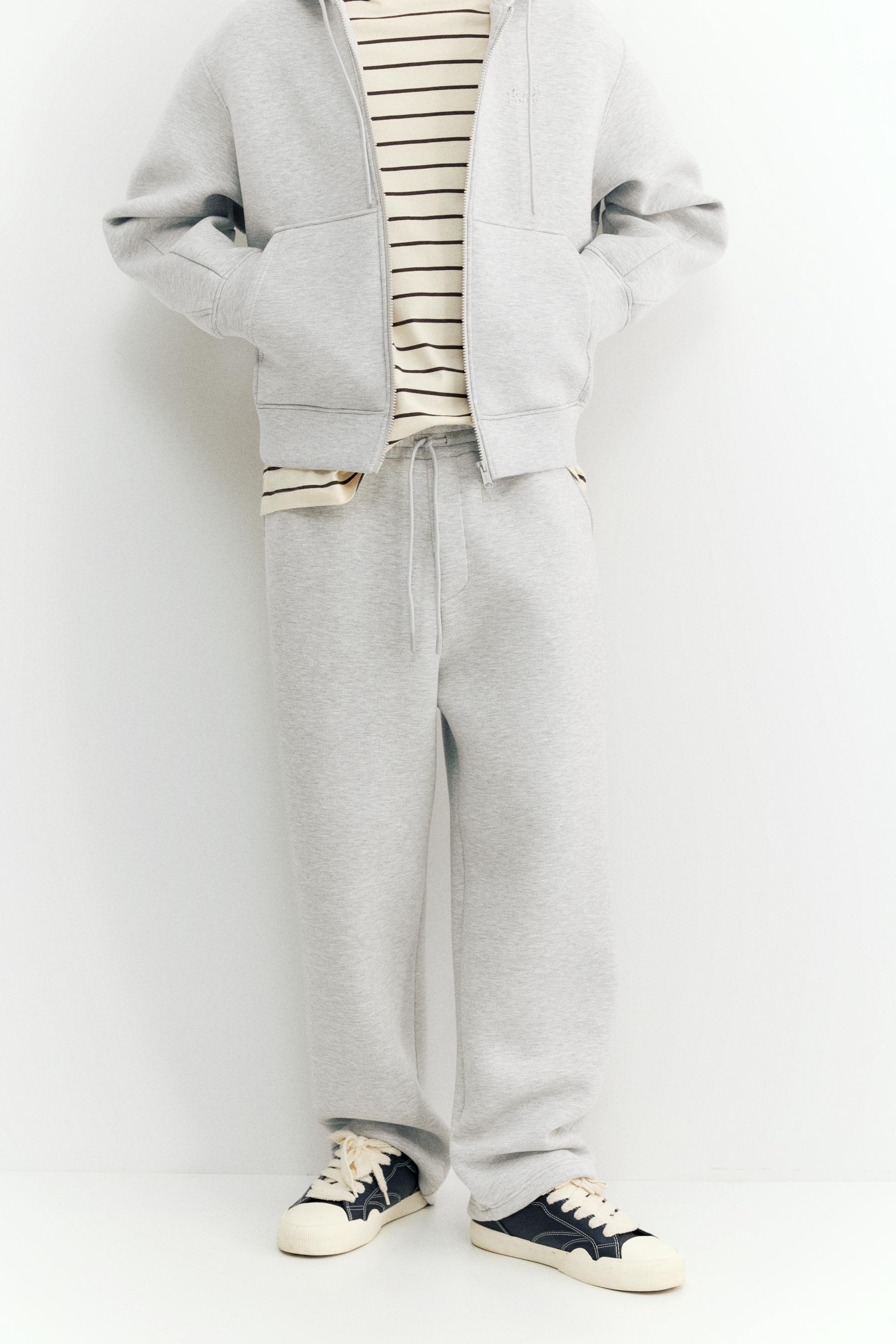 Neoprene-effect baggy trousers — Grey marl