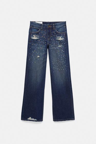 Rhinestone boot-cut jeans – Oscar Ouyang — Dark blue 5