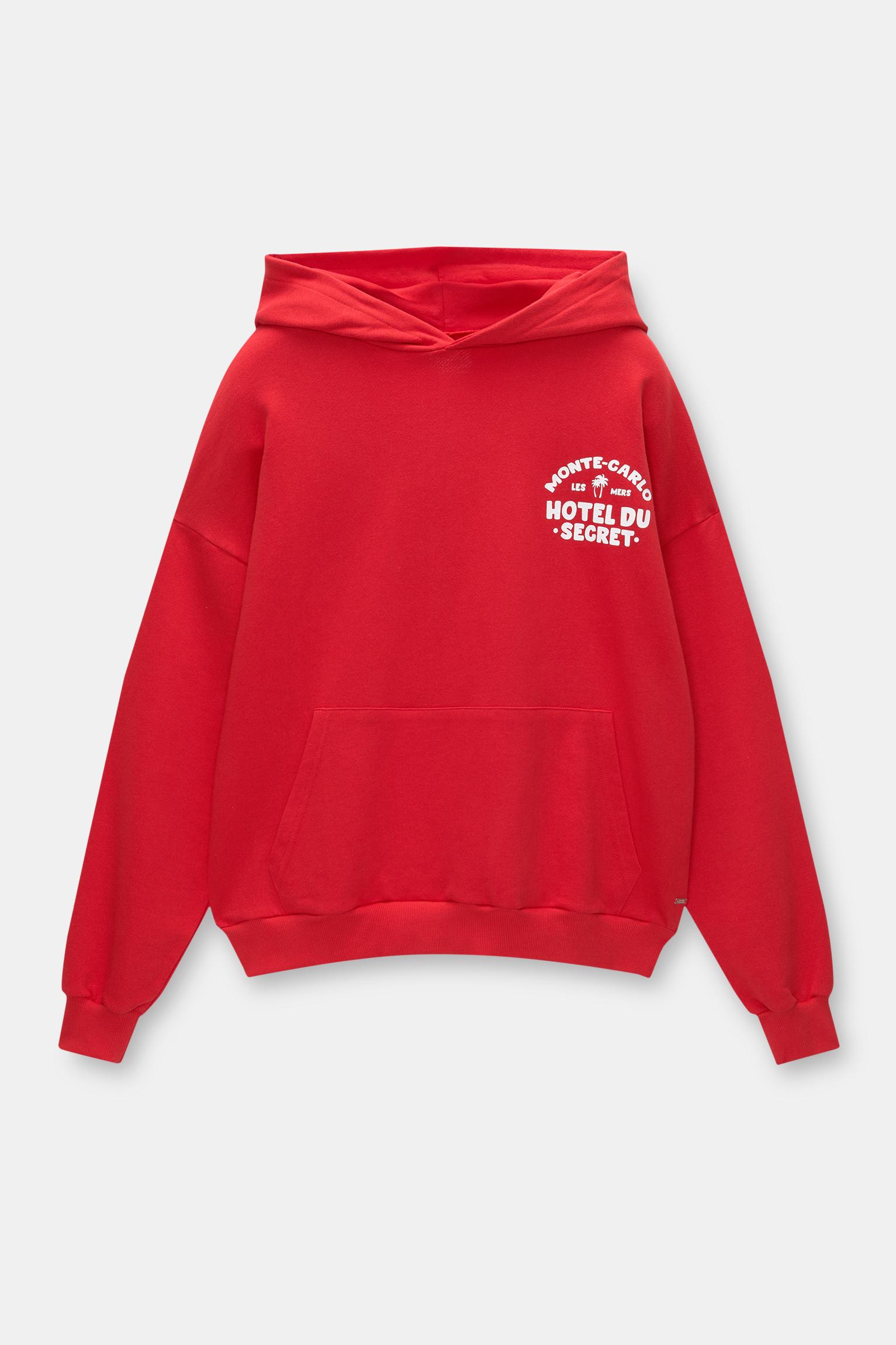 Sudadera roja capucha PULL BEAR