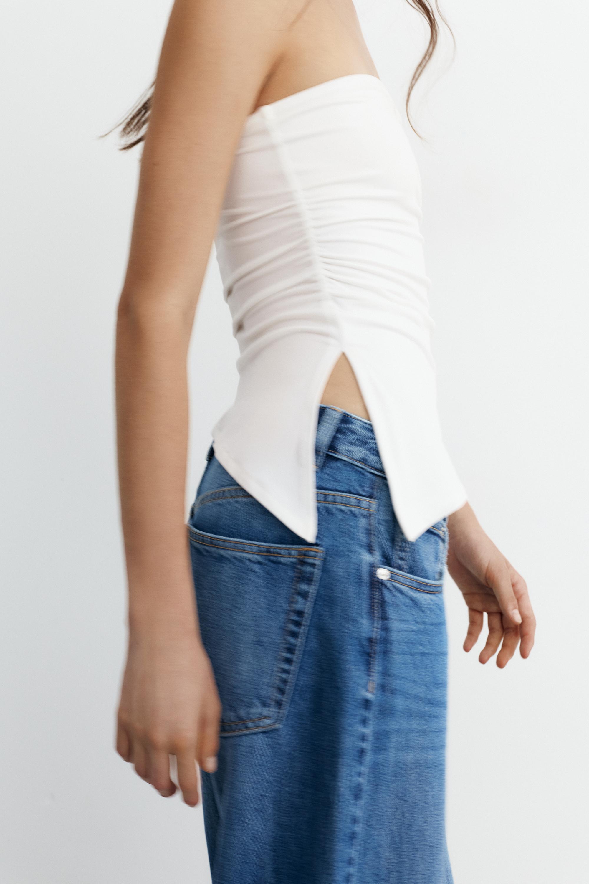 Asymmetric bandeau top — White