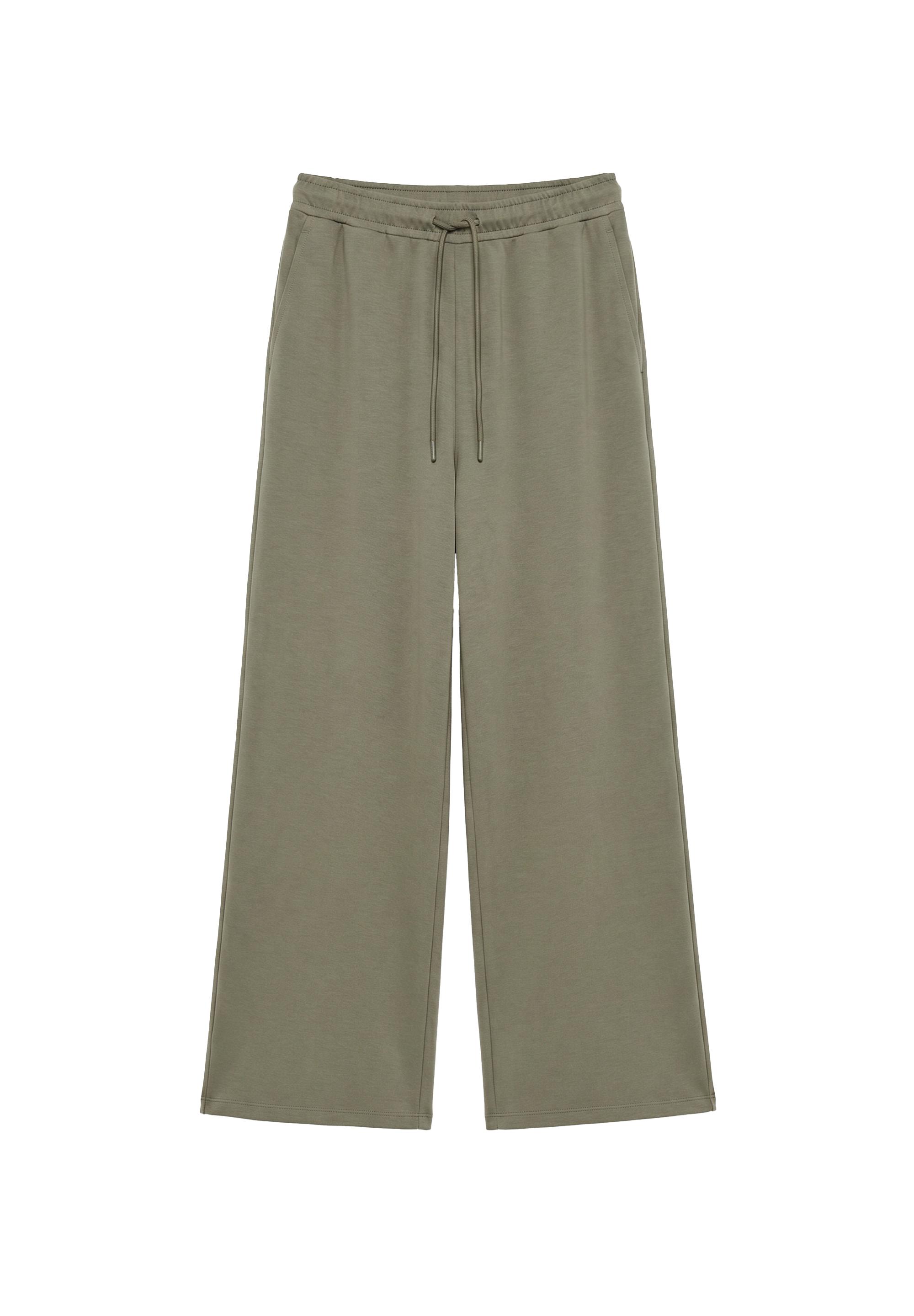 Wide-leg modal-blend trousers — Khaki