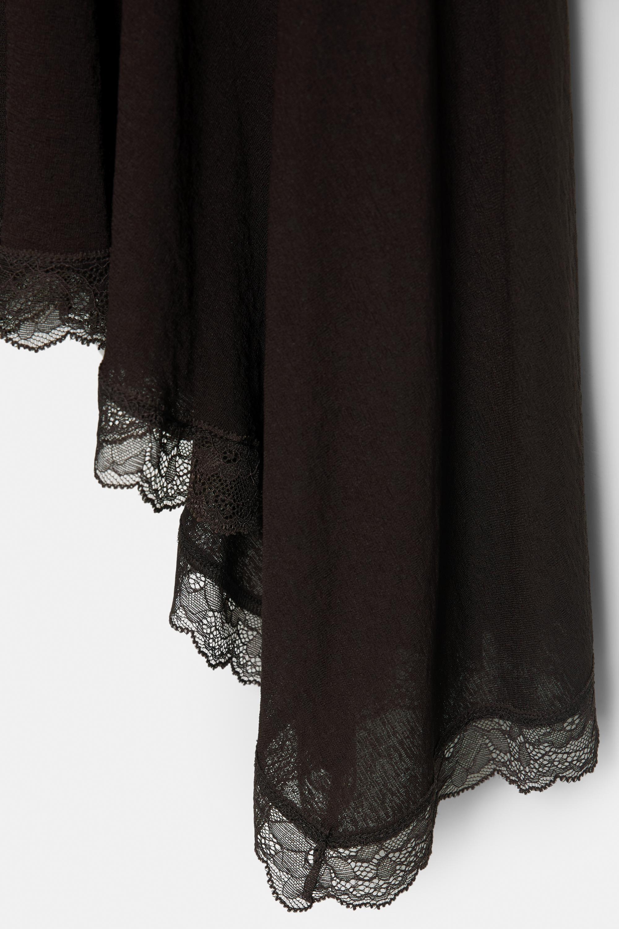 Asimetrik dantelli midi etek - Görsel 5