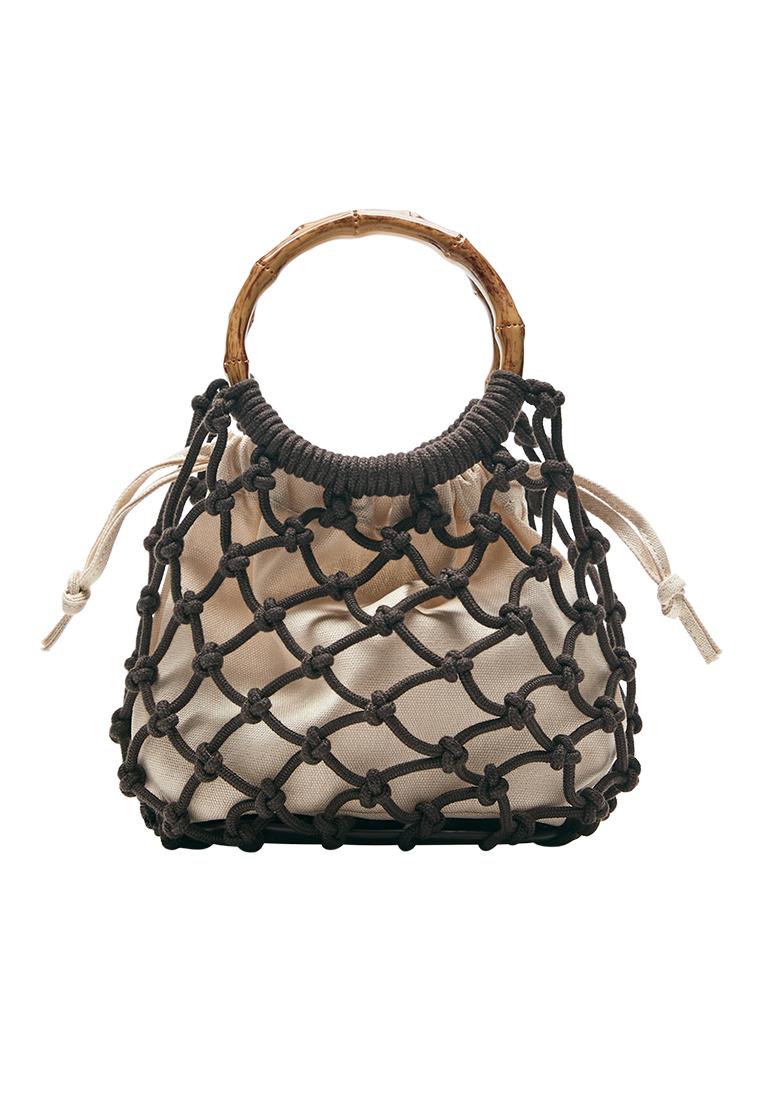 Mesh handbag — Brown