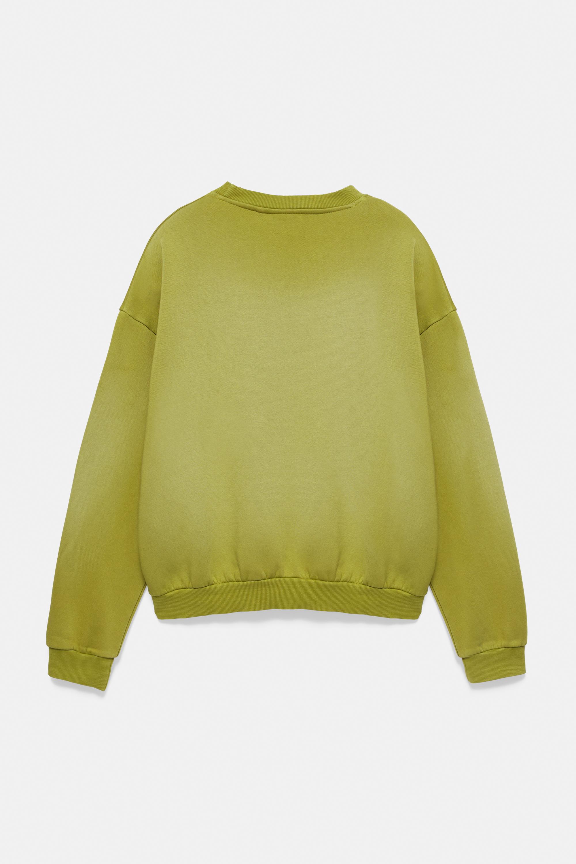 Embroidered washed-effect sweatshirt — Khaki