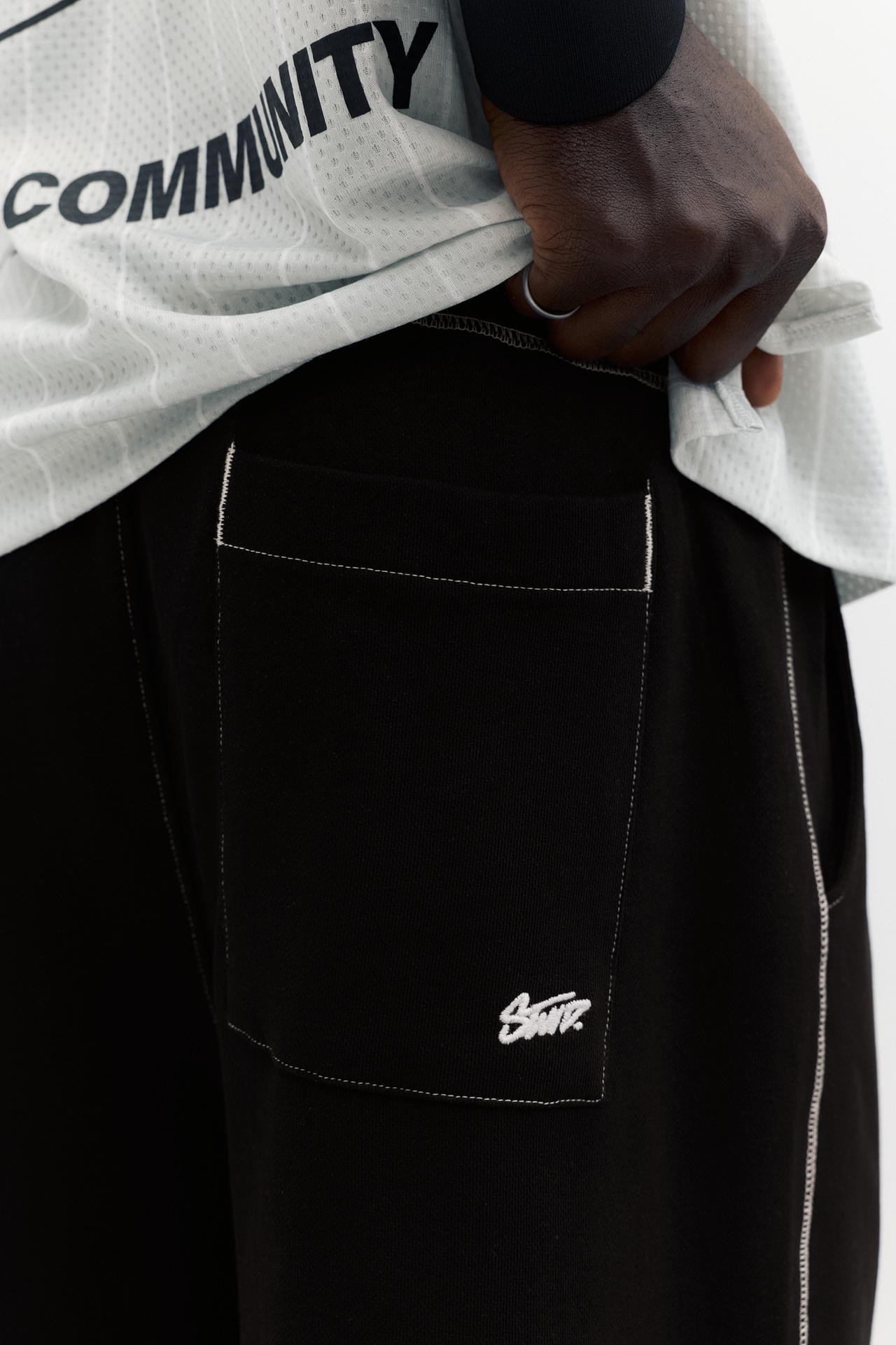 STWD jogger Bermuda shorts with seams — Black