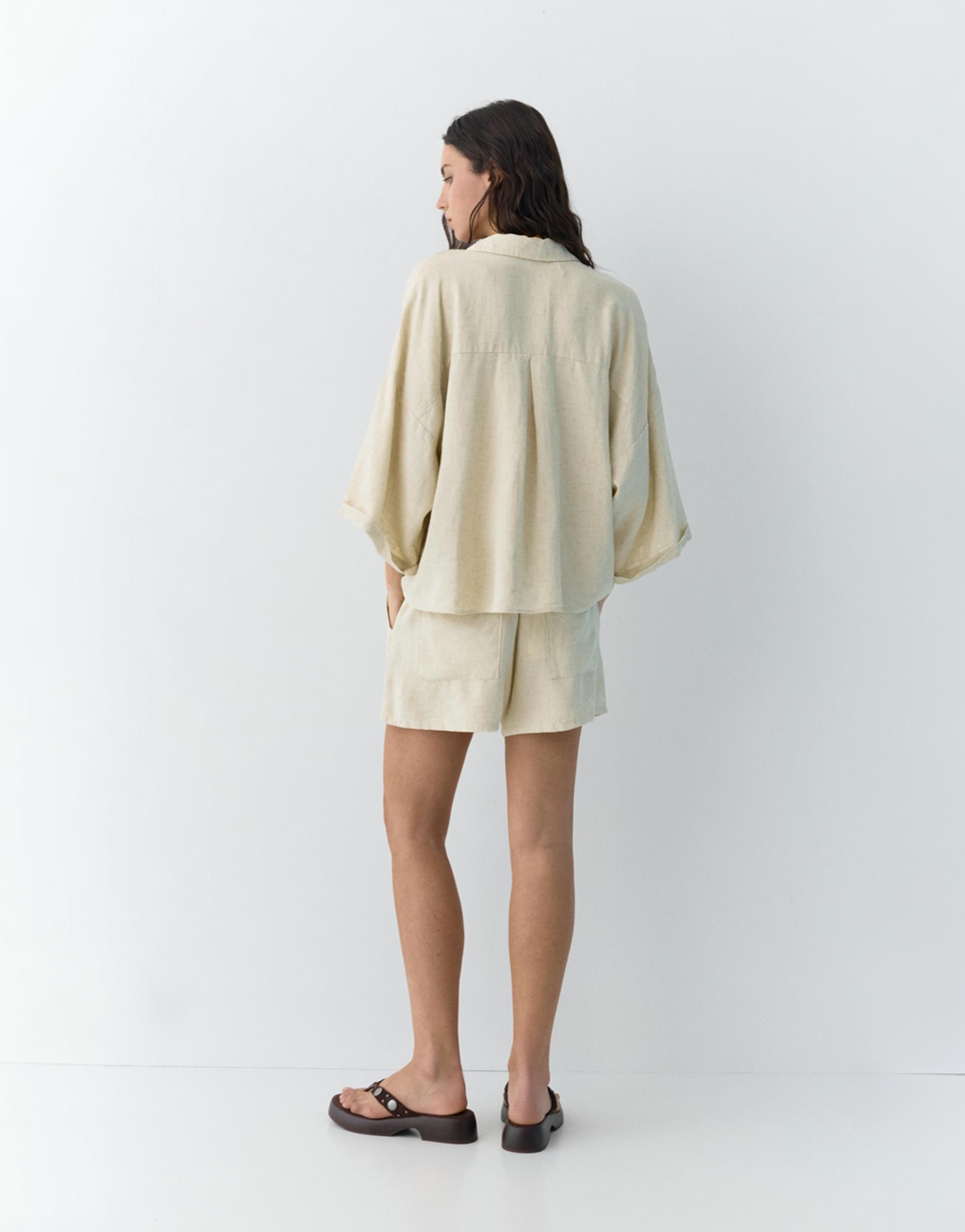 Linen blend shirt — Beige