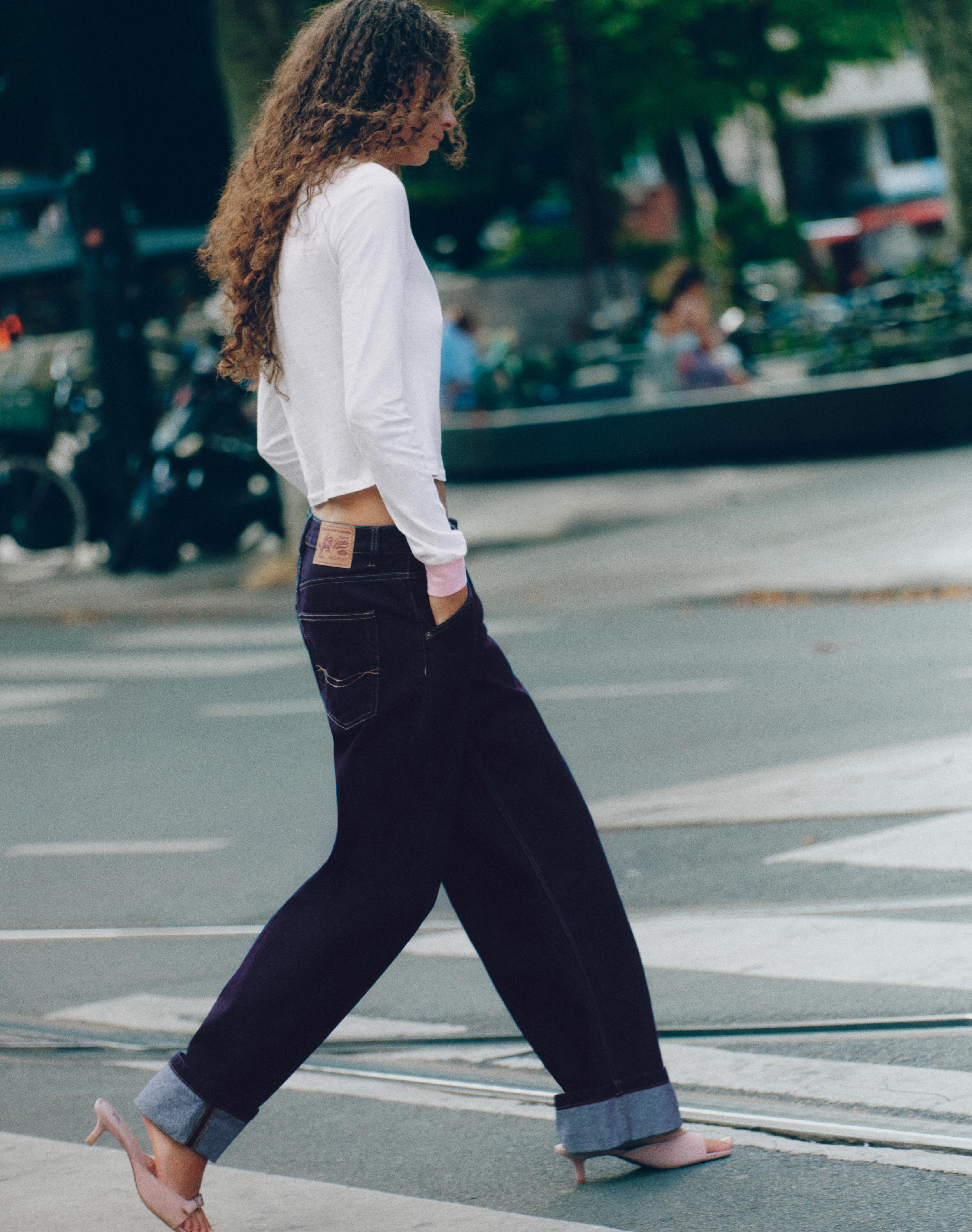 Turn-up hem jeans — Dark navy