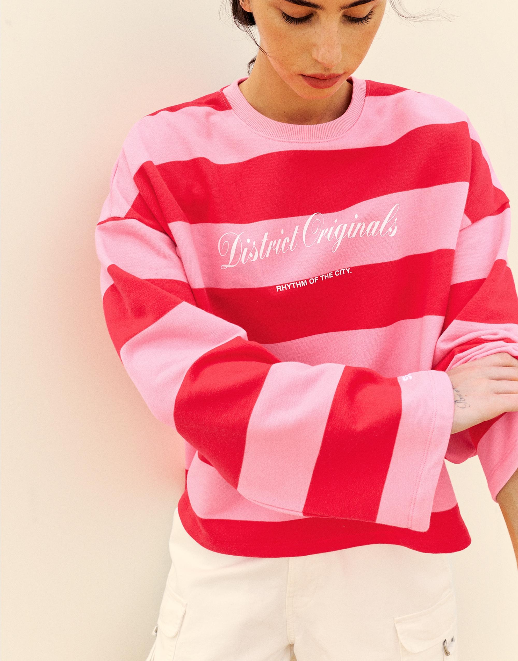 Oversize striped sweatshirt — Red