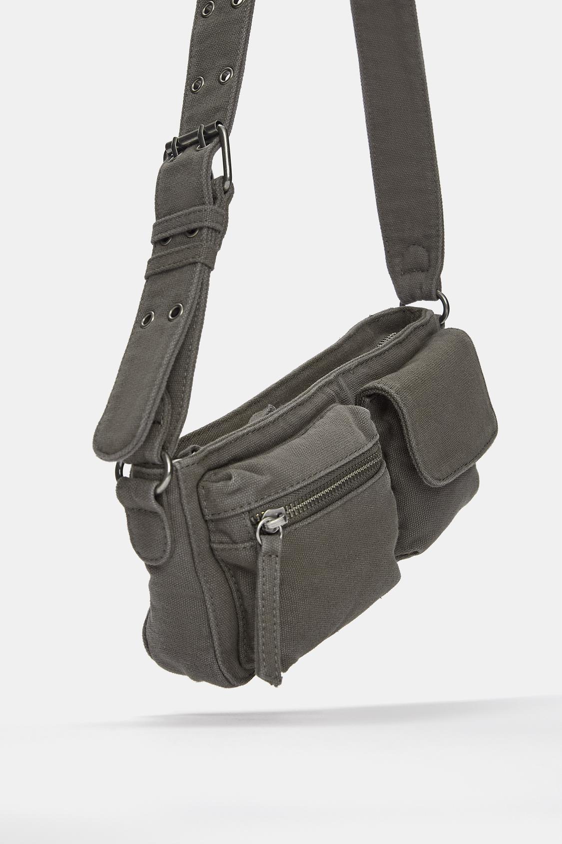 Canvas messenger bag with pockets - pull&bear