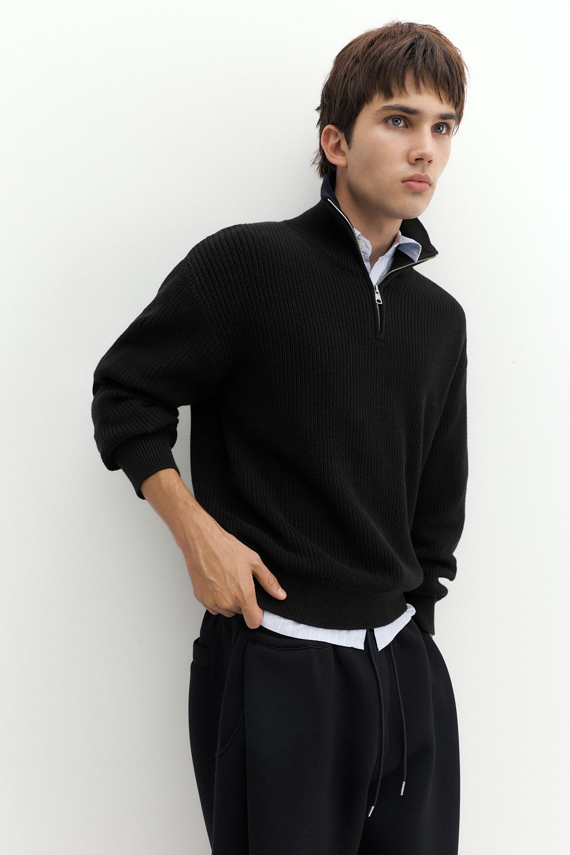 Pull&Bear Fermuarlı triko kazak