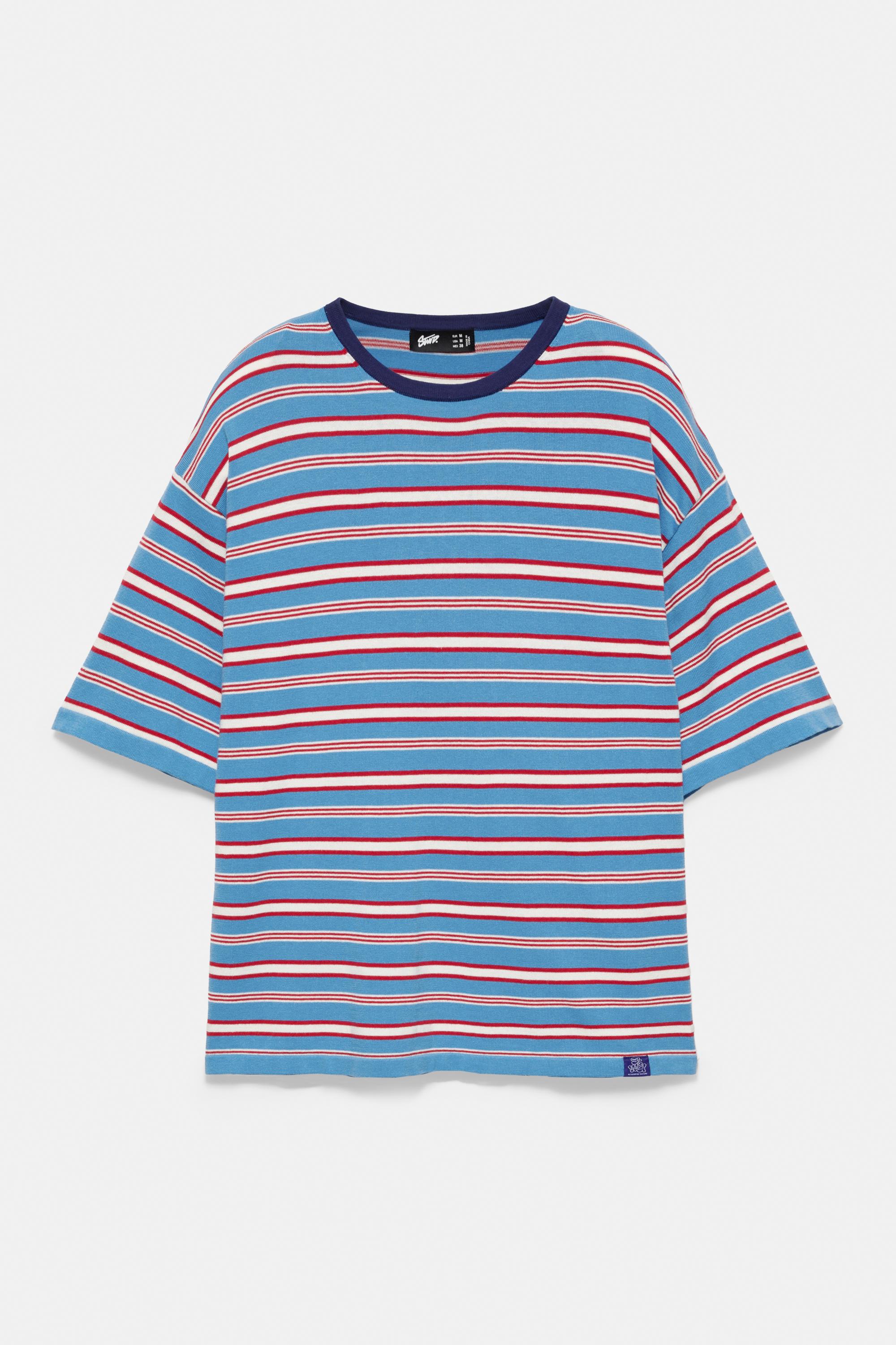 Striped knit T-shirt — Pale blue