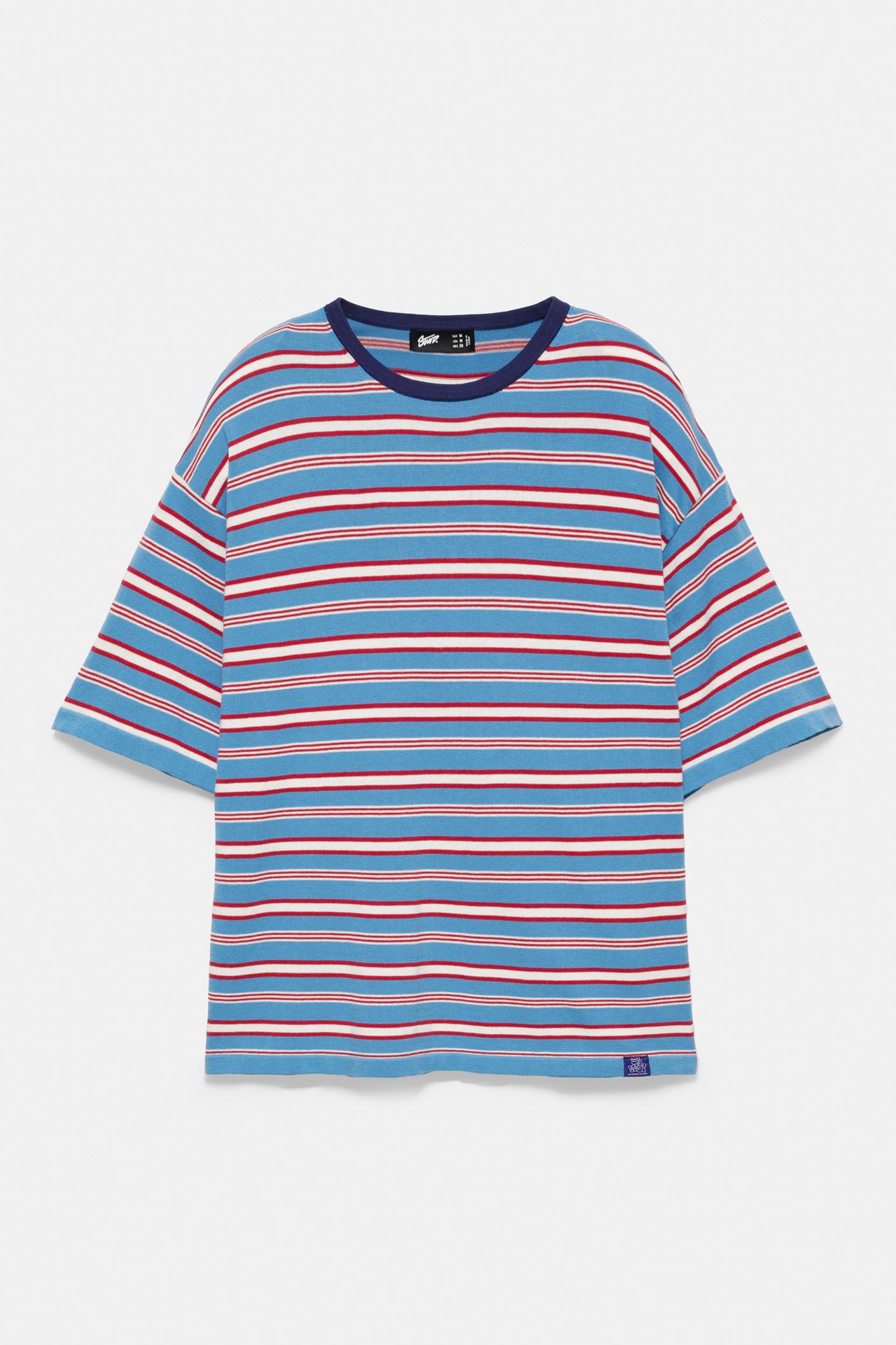 Striped knit T-shirt — Pale blue