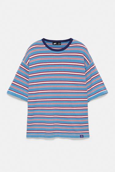 Striped knit T-shirt — Pale blue 5