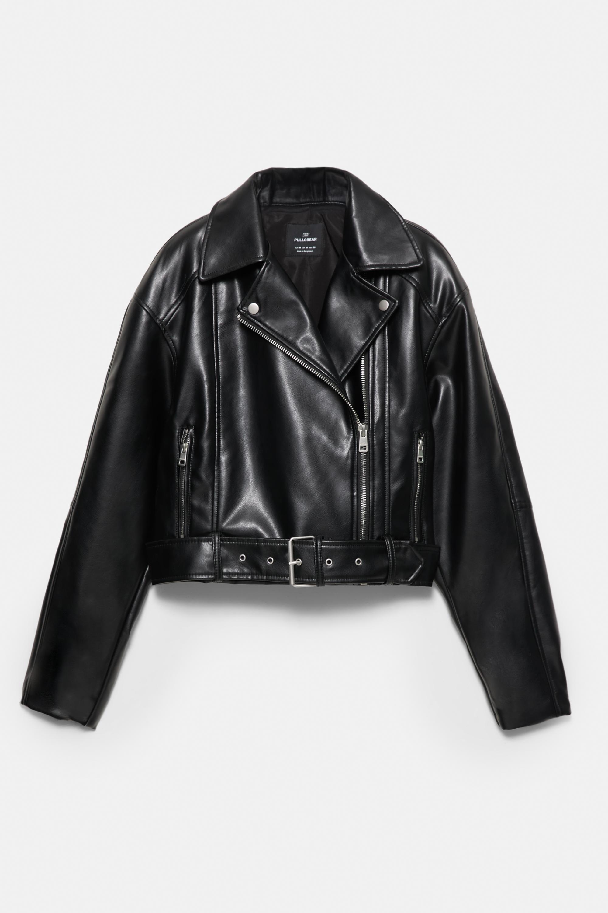 Leather effect biker jacket — Black