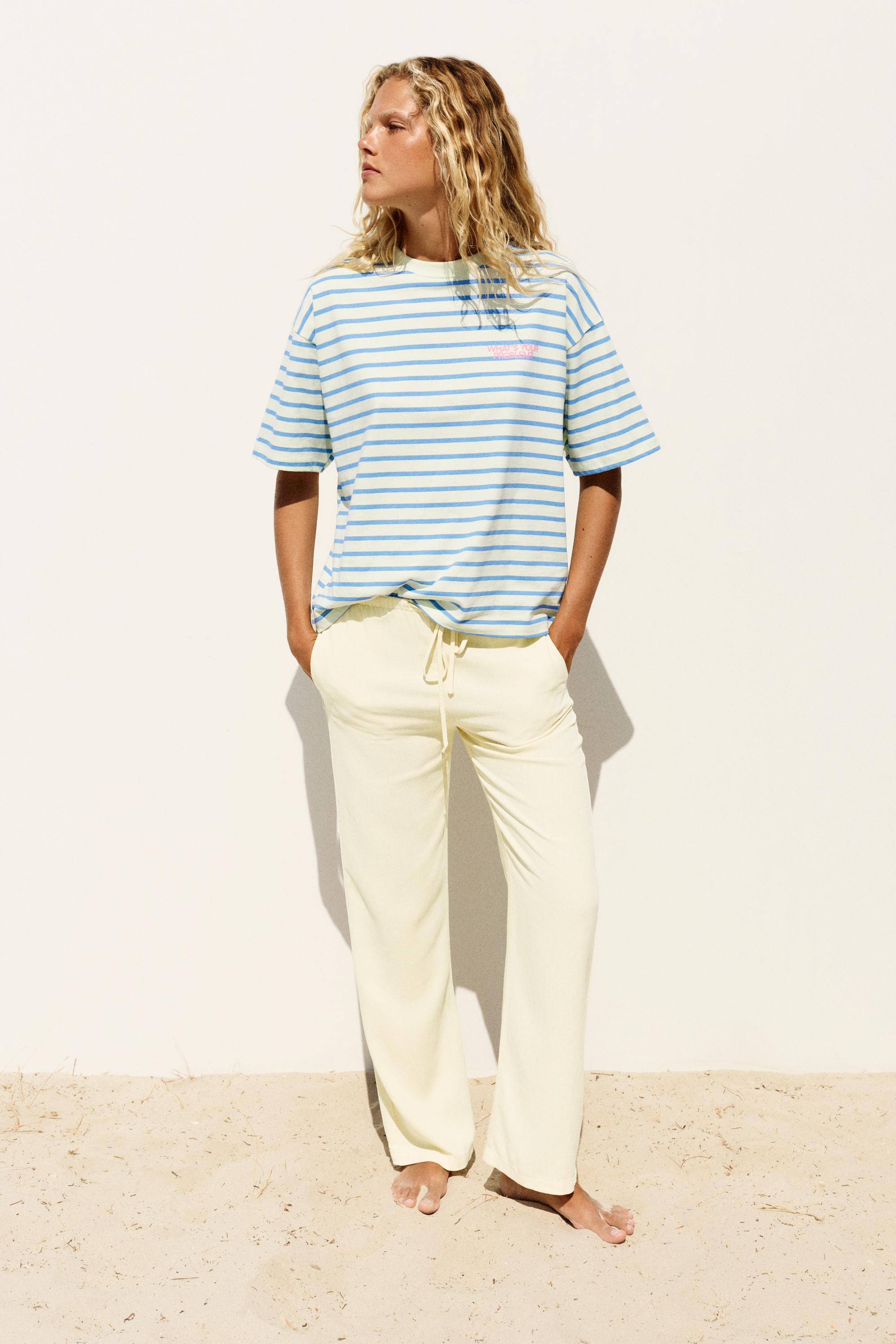 Oversize striped T-shirt — Blue/White