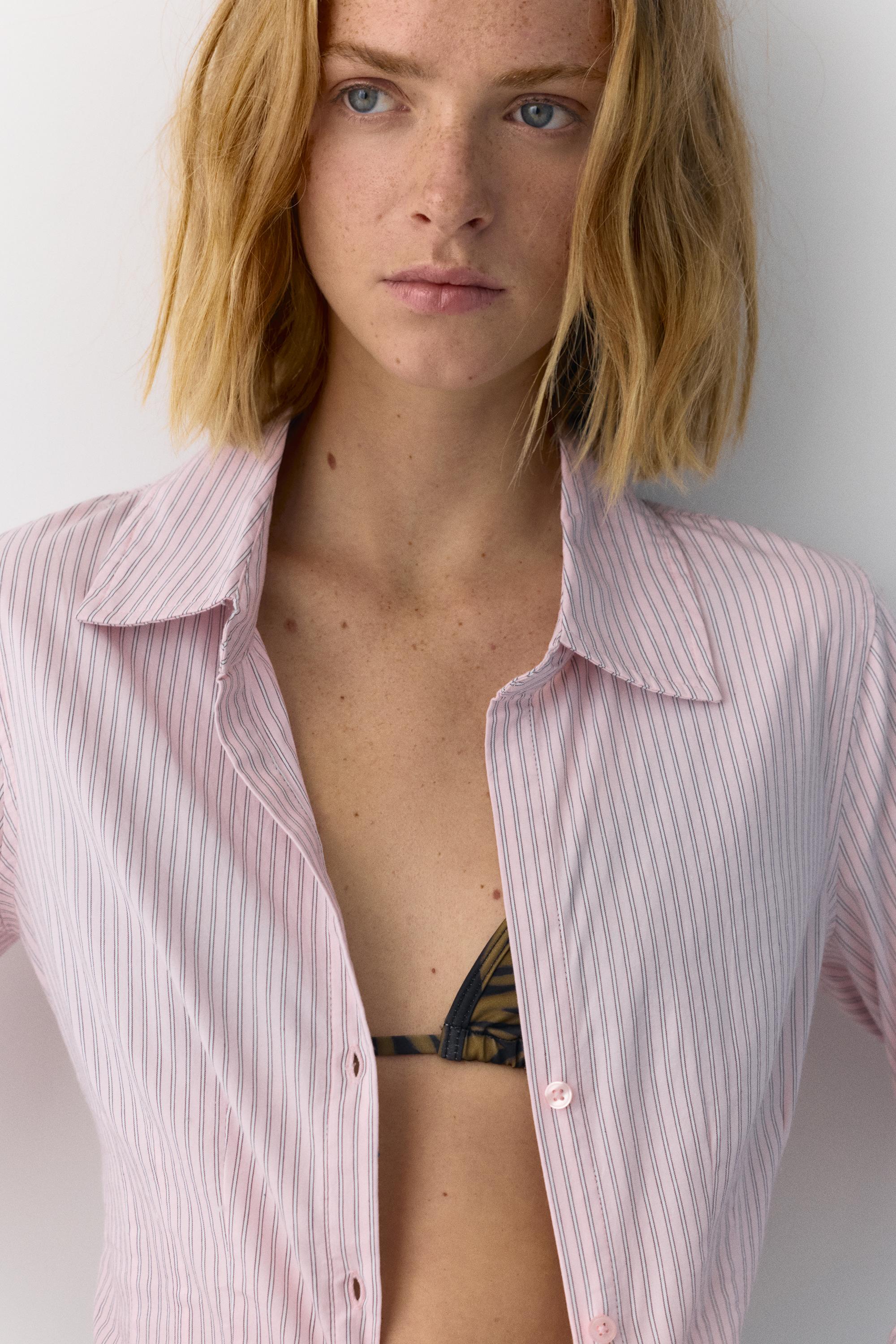 Poplin yırtmaçlı dar kesim gömlek - Görsel 138