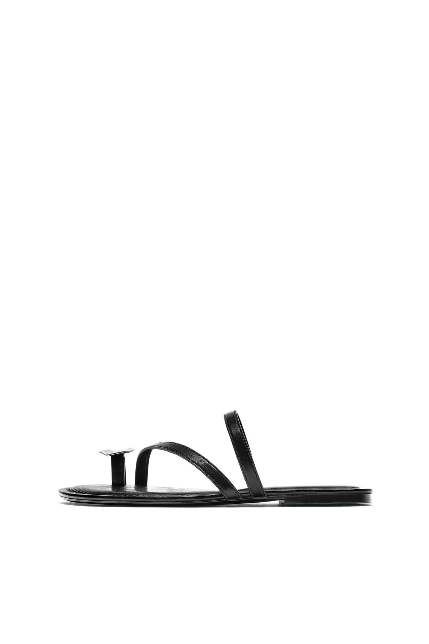 Embellished flat sandals — Black
