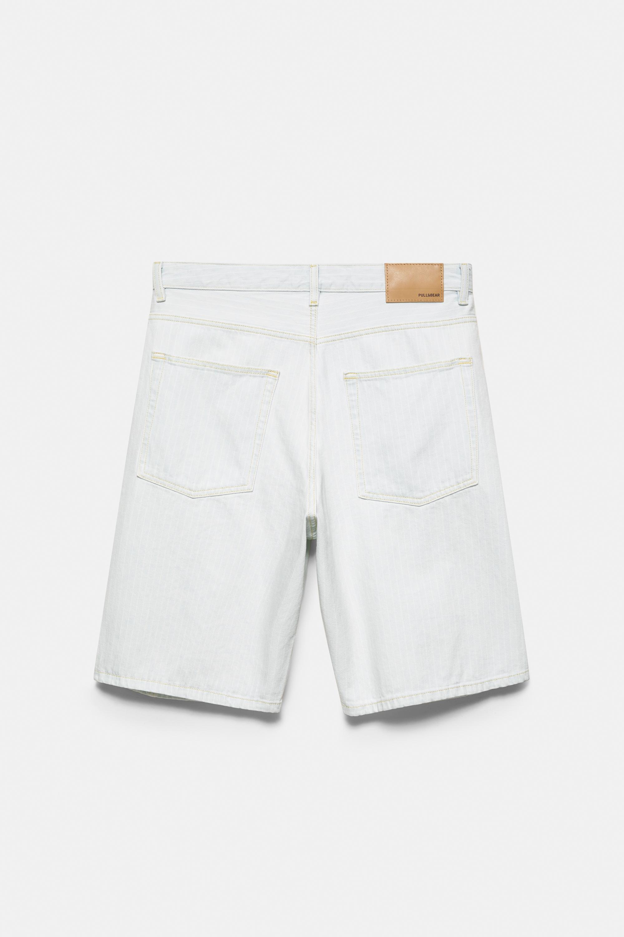 Relaxed-fit seam detail denim Bermuda shorts — Blue