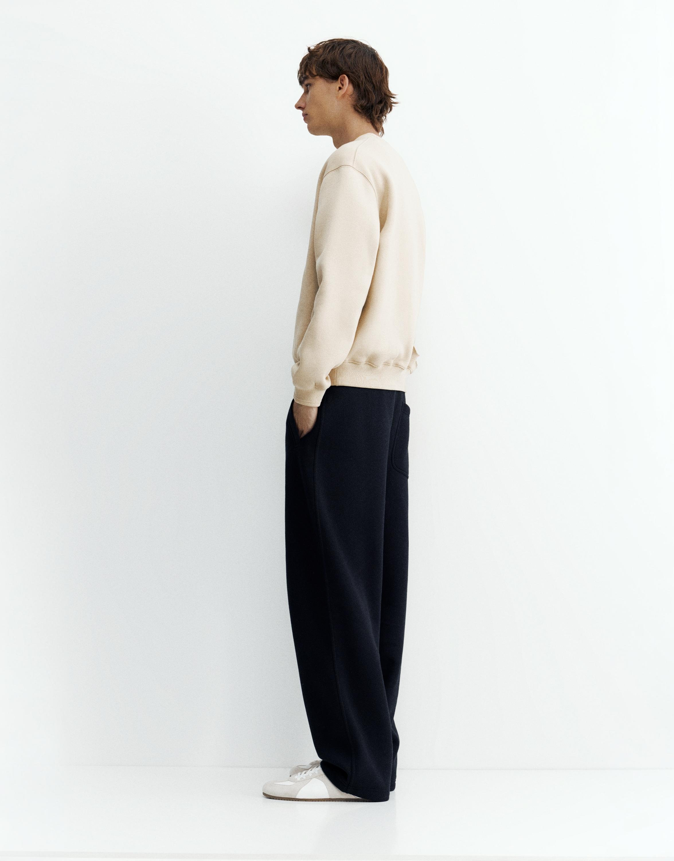 Relaxed fit round neck sweatshirt — Sand