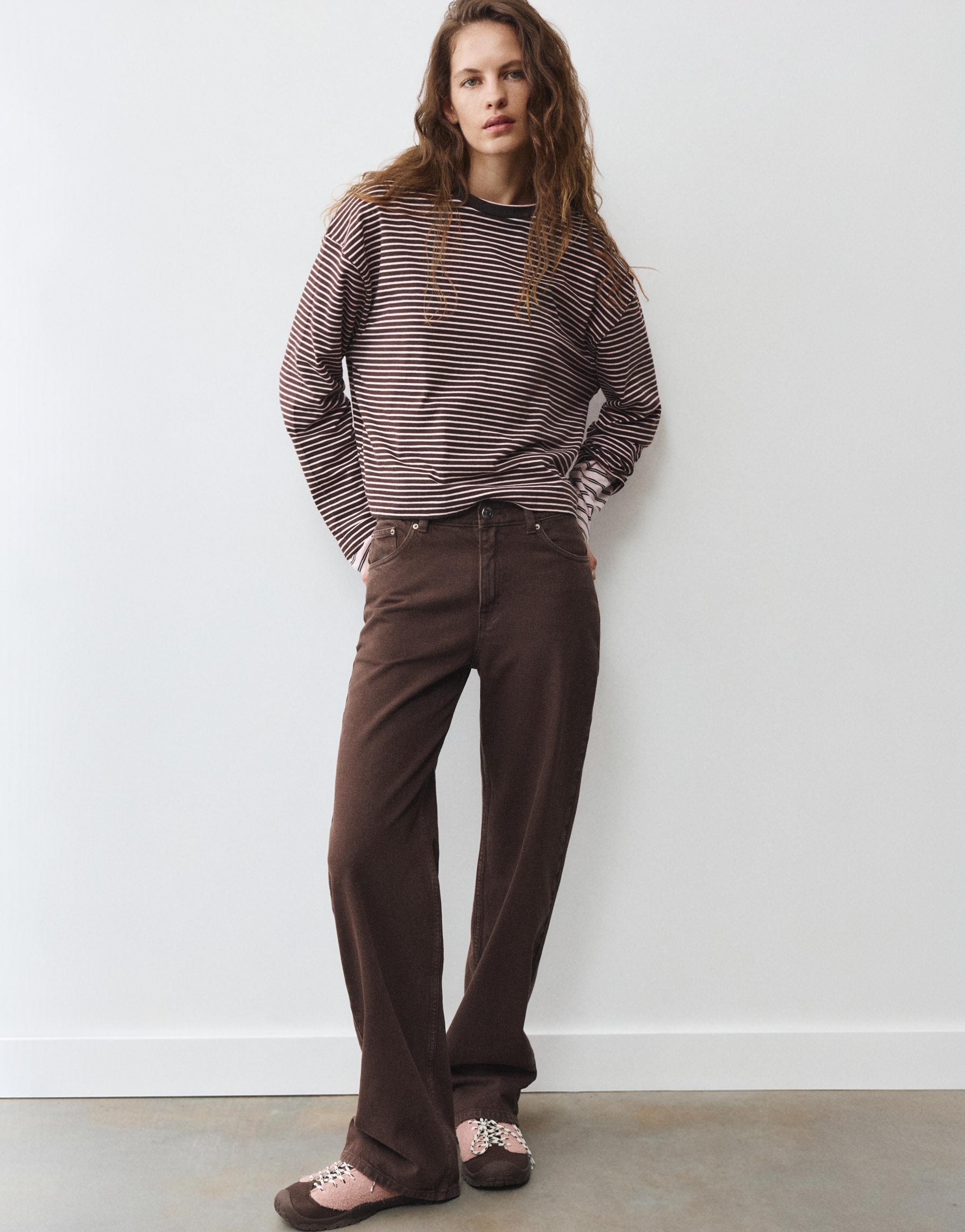 Boxy-fit long sleeve T-shirt — Pink