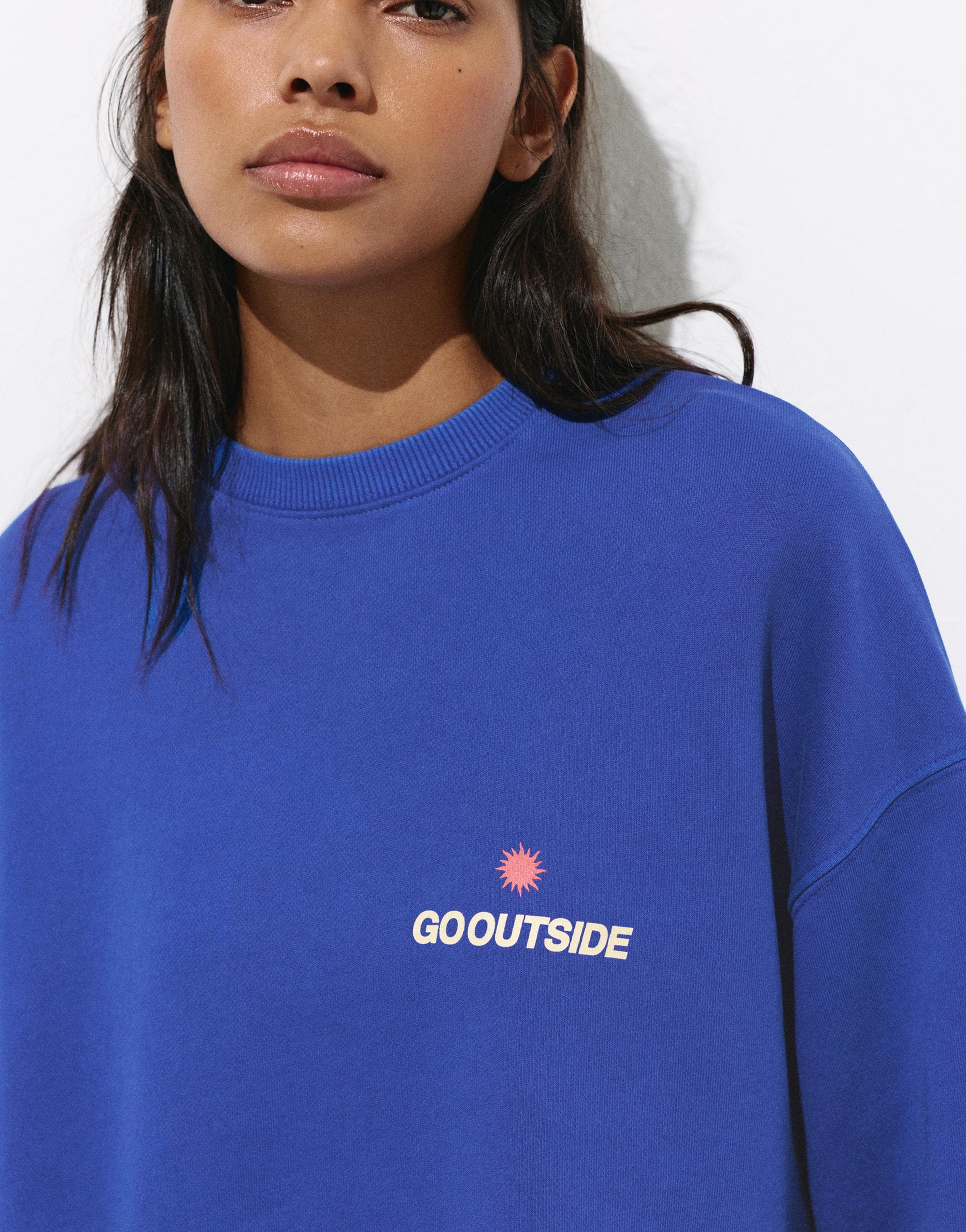 Blue sun graphic sweatshirt — Deep blue