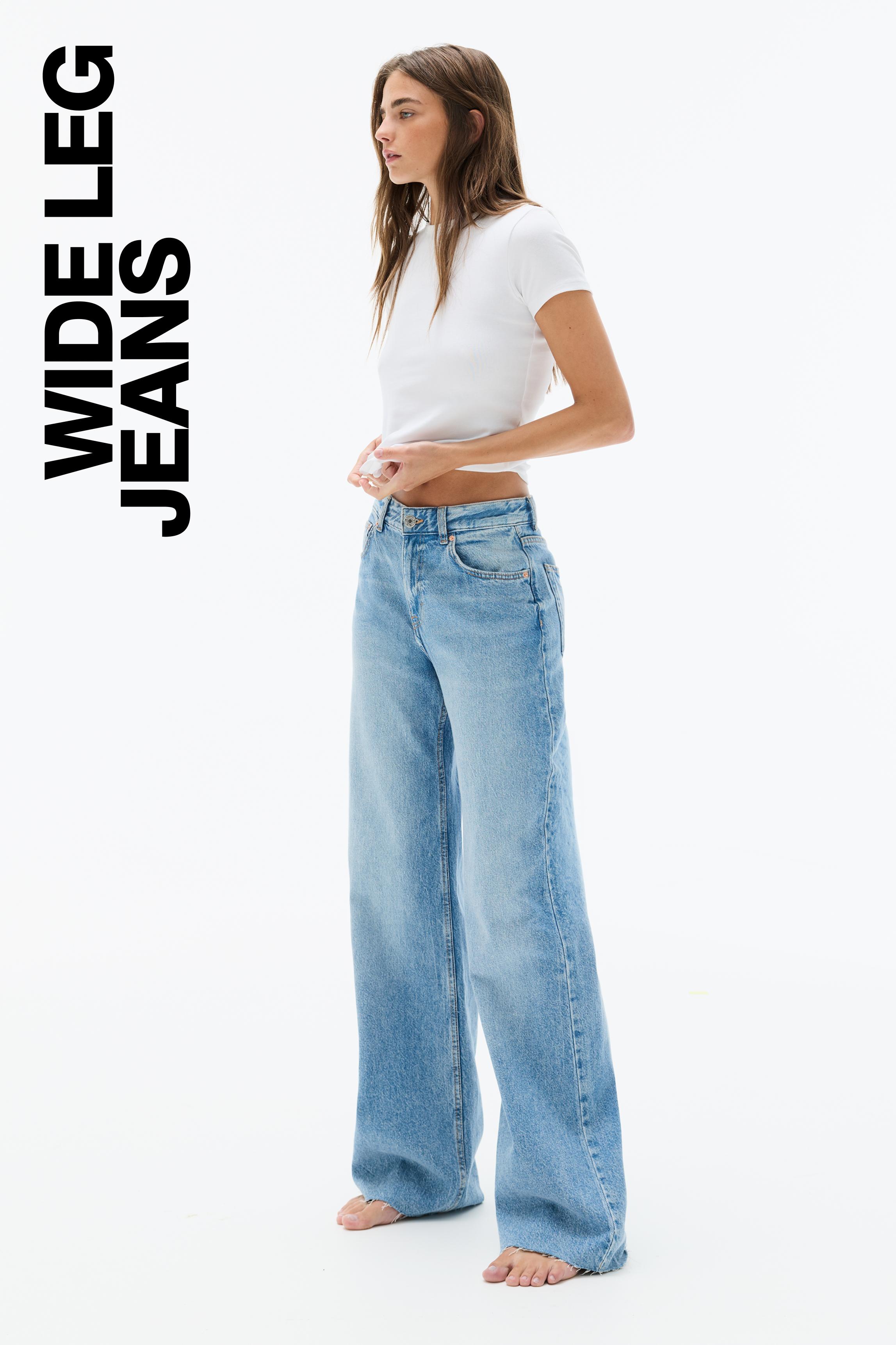 High-waist wide straight-leg jeans — Indigo