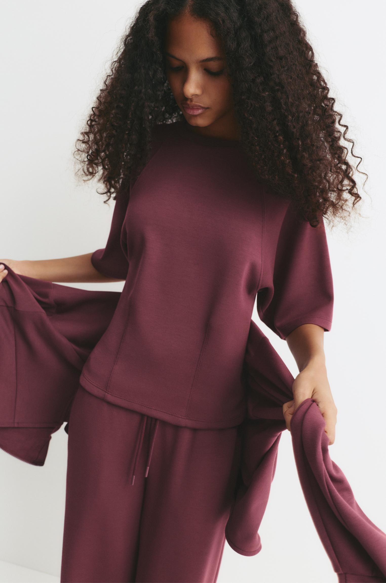 Soft touch short sleeve sweatshirt — Eggplant